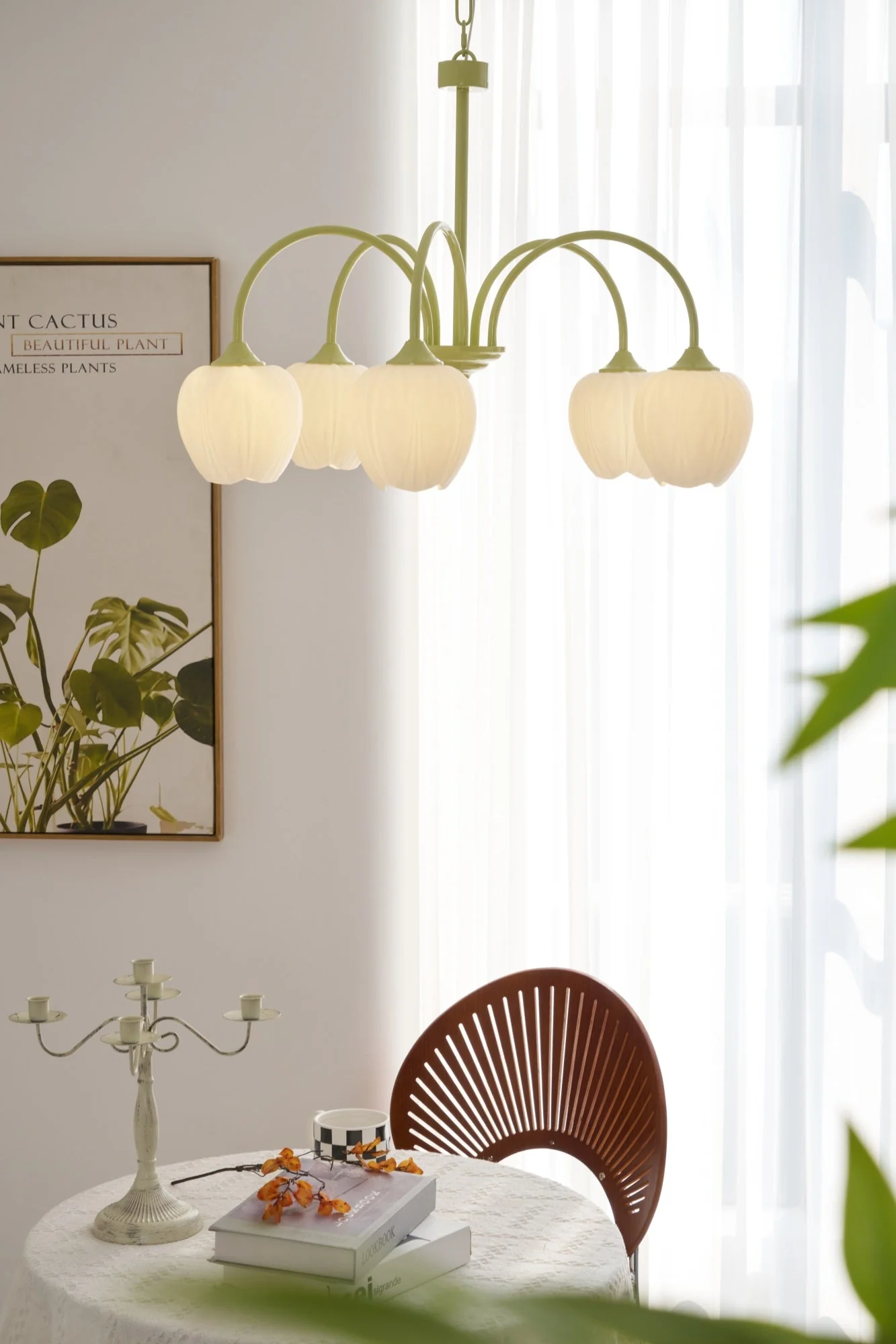 Lustra Chandelier Tulip Matcha Glass - Image 41
