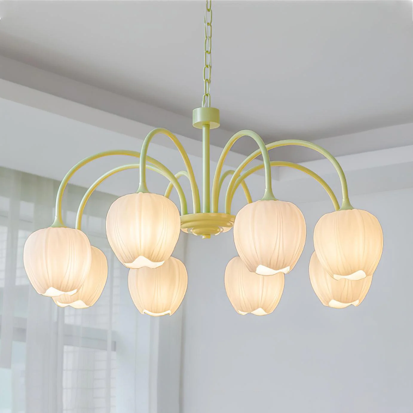 Lustra Chandelier Tulip Matcha Glass - Image 45