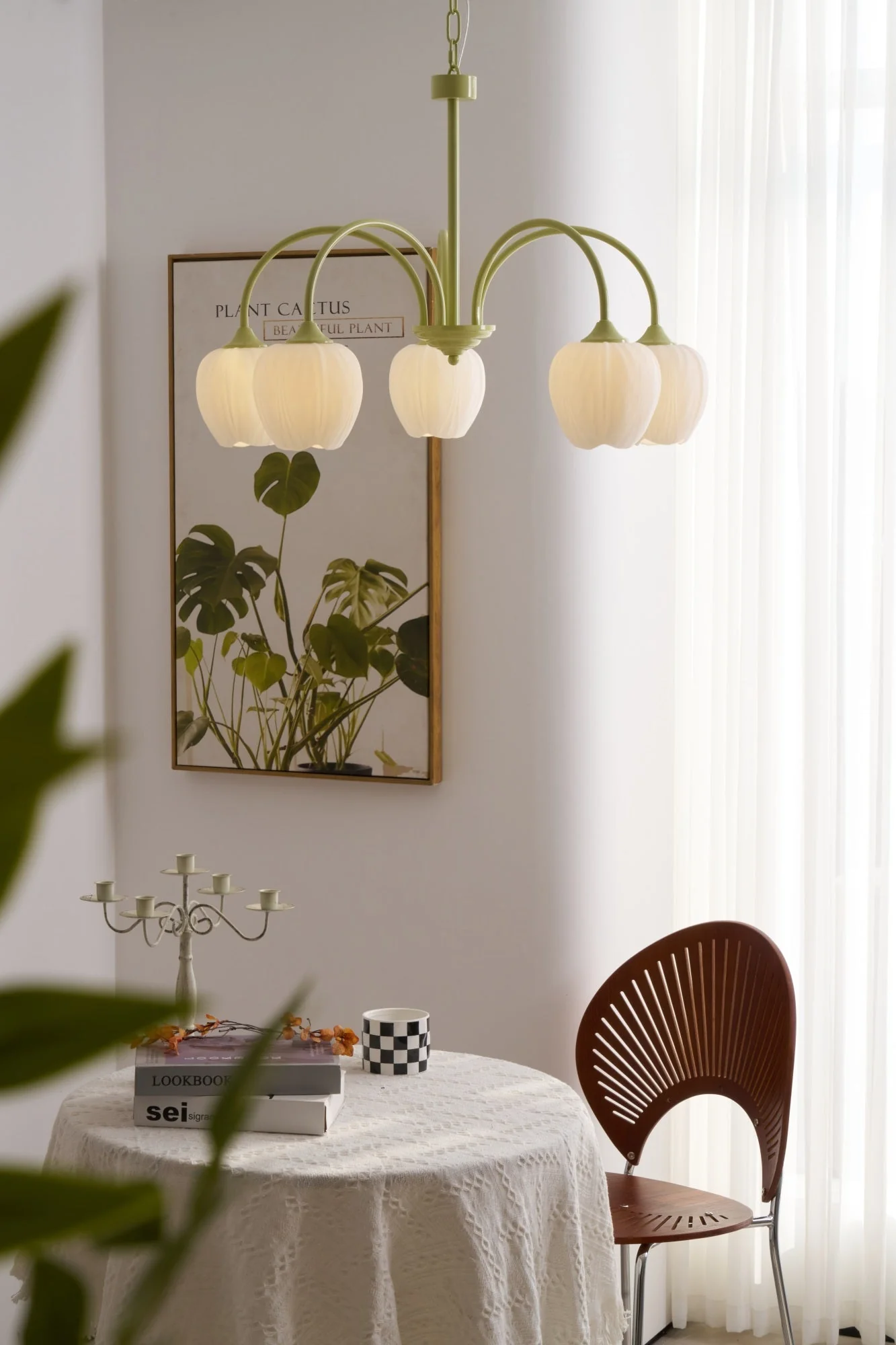 Lustra Chandelier Tulip Matcha Glass - Image 48