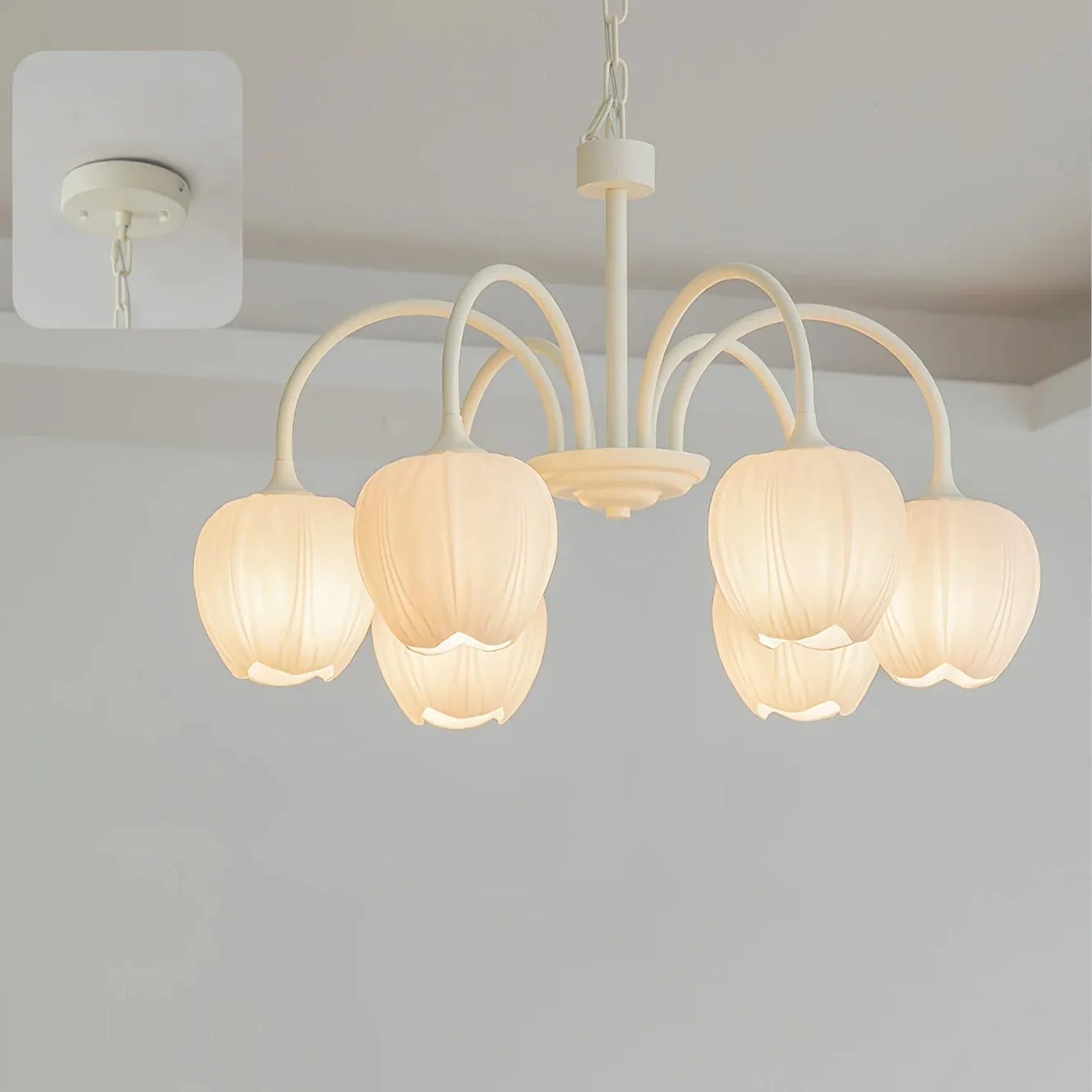 Lustra Chandelier Tulip Matcha Glass - Image 55