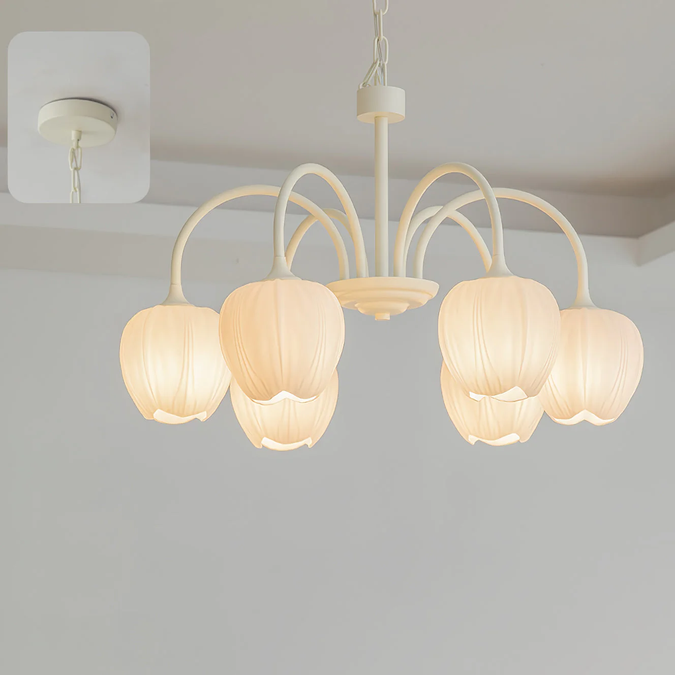 Lustra Chandelier Tulip Matcha Glass - Image 61