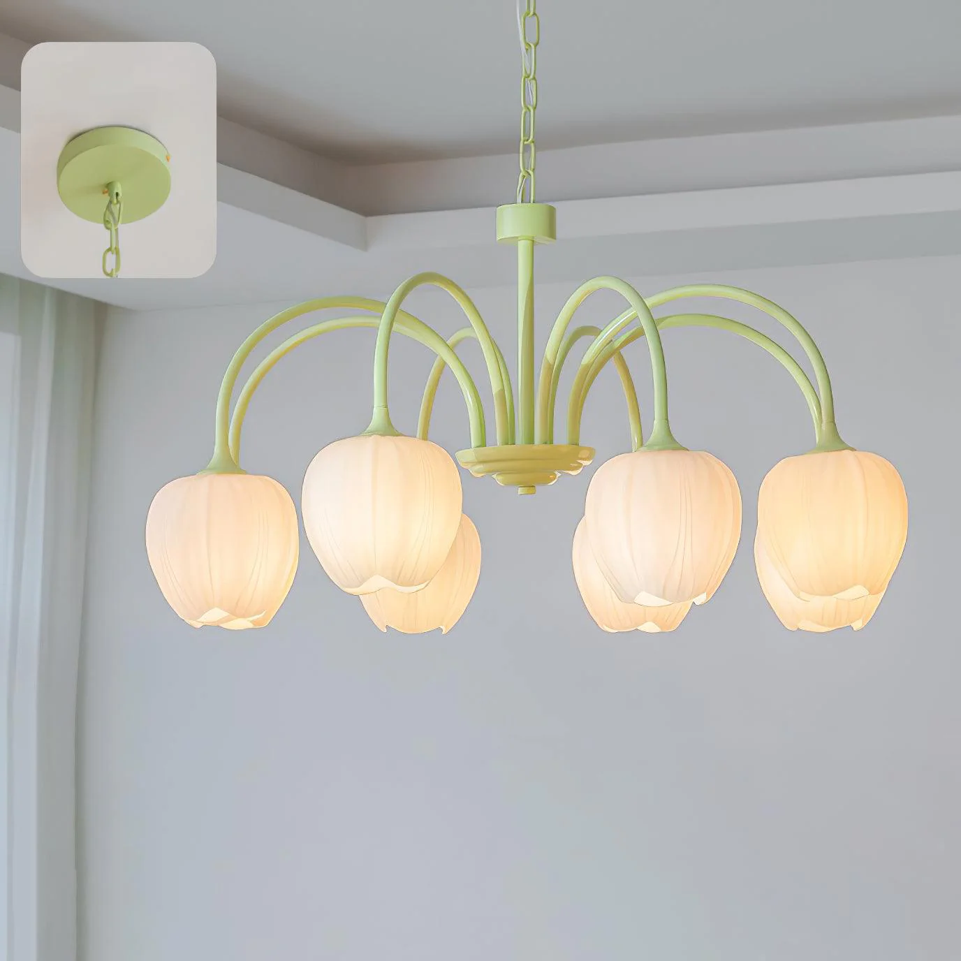 Lustra Chandelier Tulip Matcha Glass - Image 62