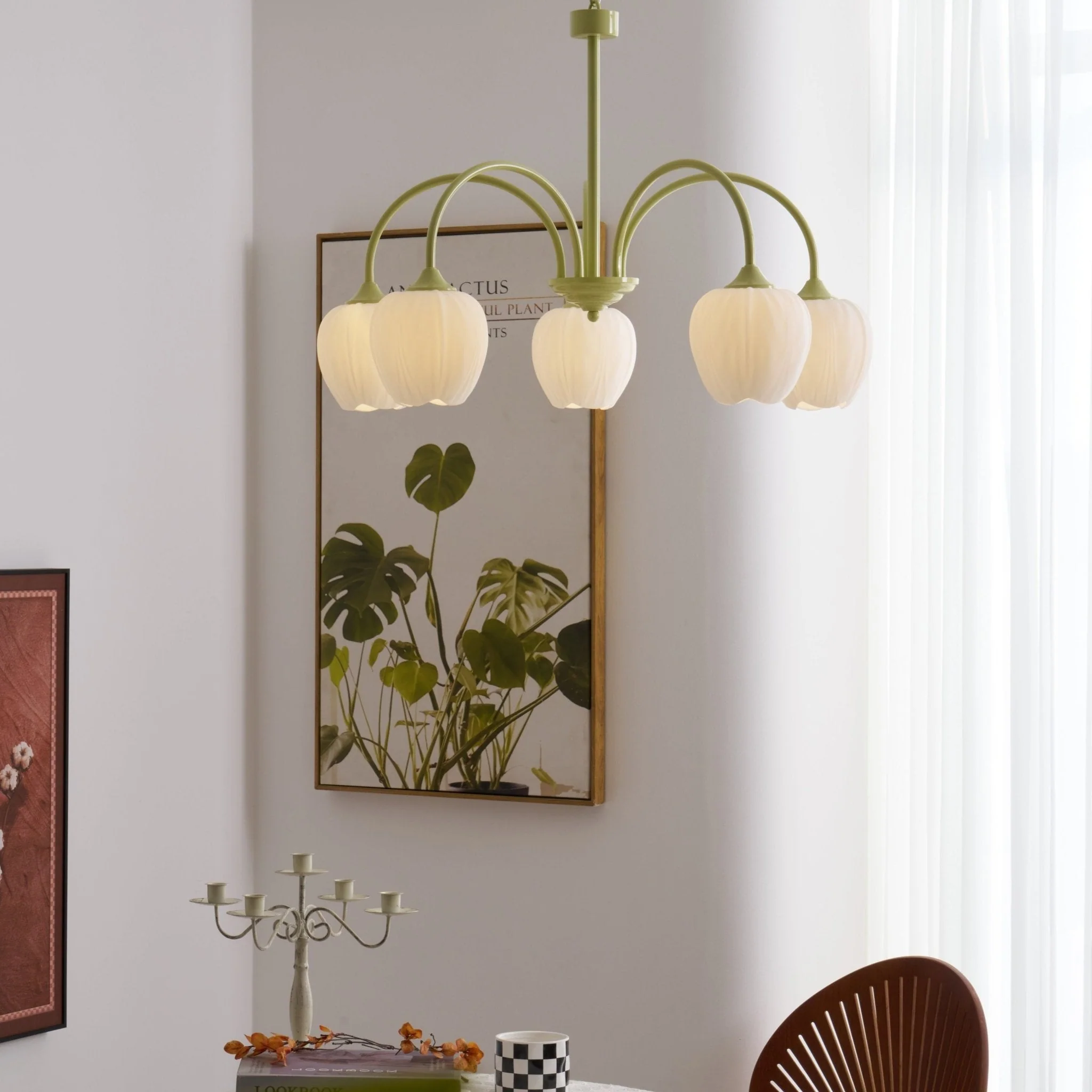 Lustra Chandelier Tulip Matcha Glass - Image 64