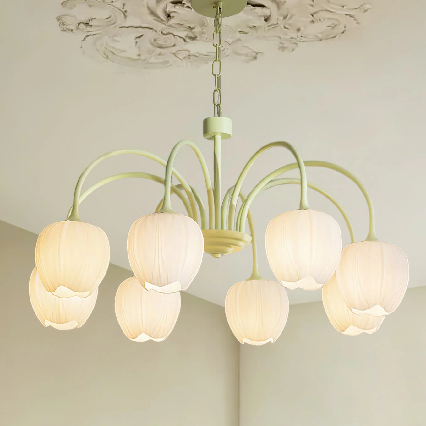 Lustra Chandelier Tulip Matcha Glass - Image 67