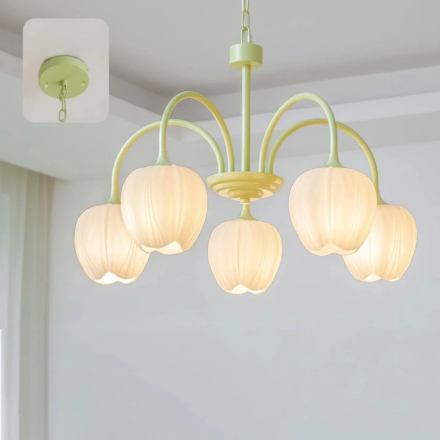 Lustra Chandelier Tulip Matcha Glass - Image 70