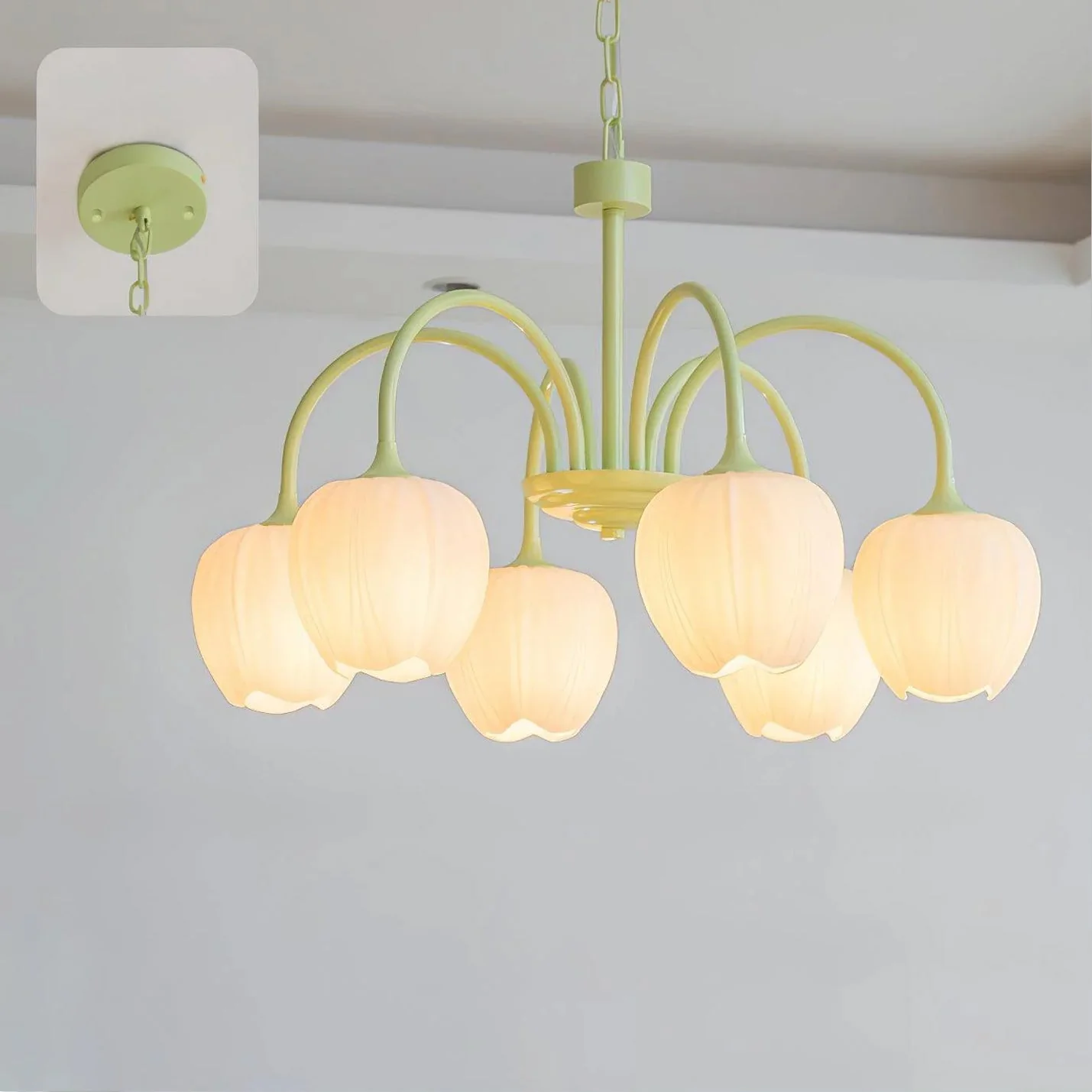 Lustra Chandelier Tulip Matcha Glass - Image 71