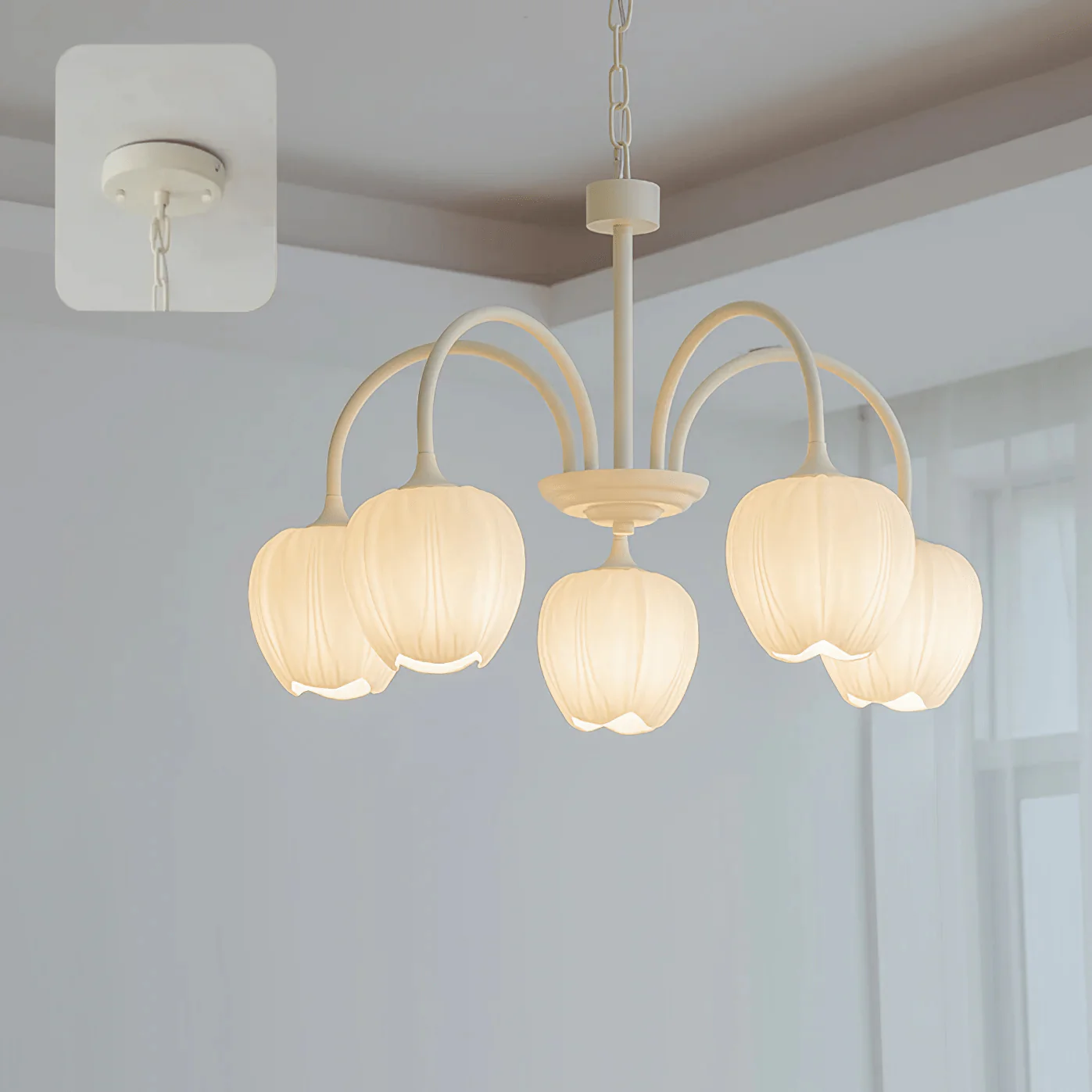 Lustra Chandelier Tulip Matcha Glass - Image 73