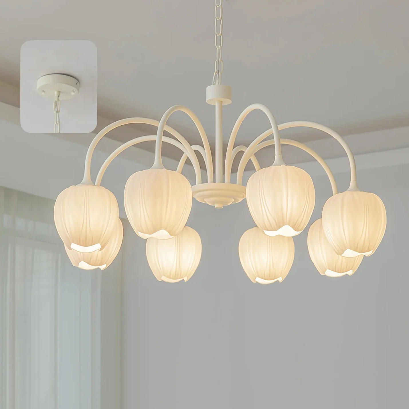 Lustra Chandelier Tulip Matcha Glass - Image 75