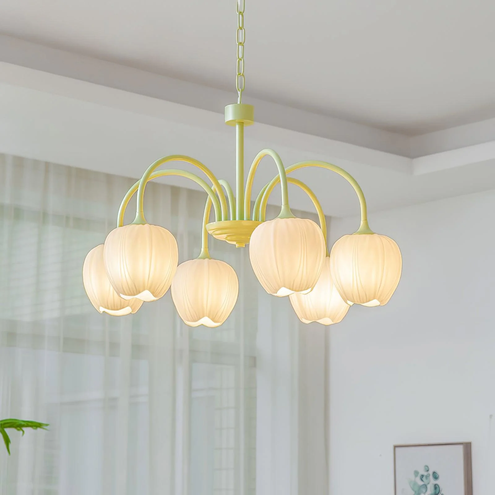 Lustra Chandelier Tulip Matcha Glass - Image 77