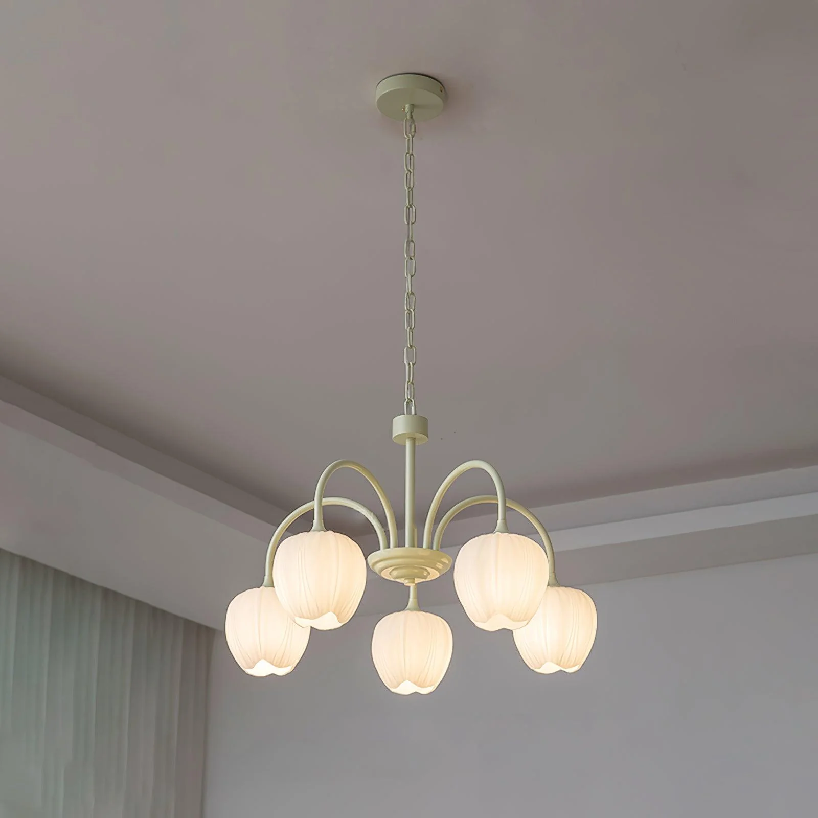Lustra Chandelier Tulip Matcha Glass - Image 9