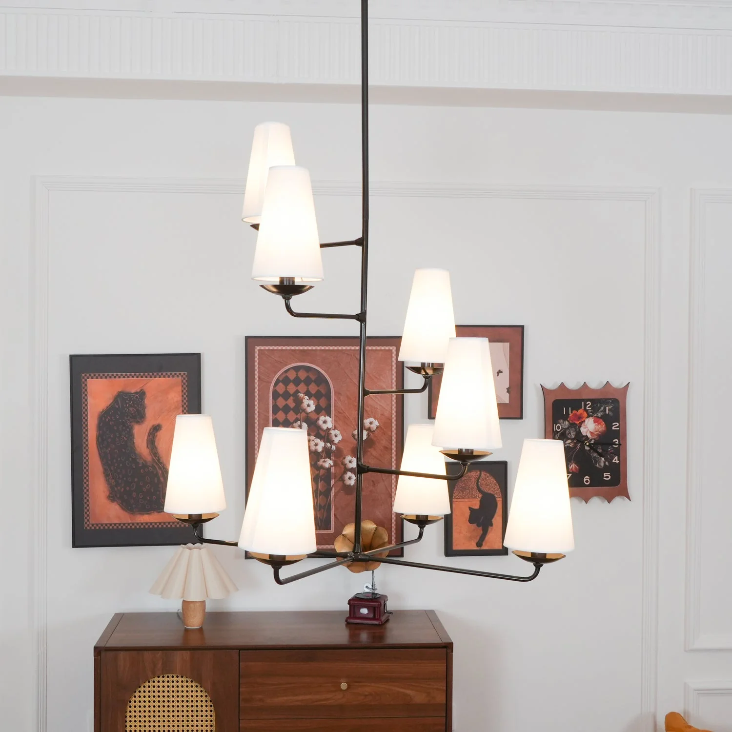 Lustra Chandelier Vertical Copper Linen - Image 10