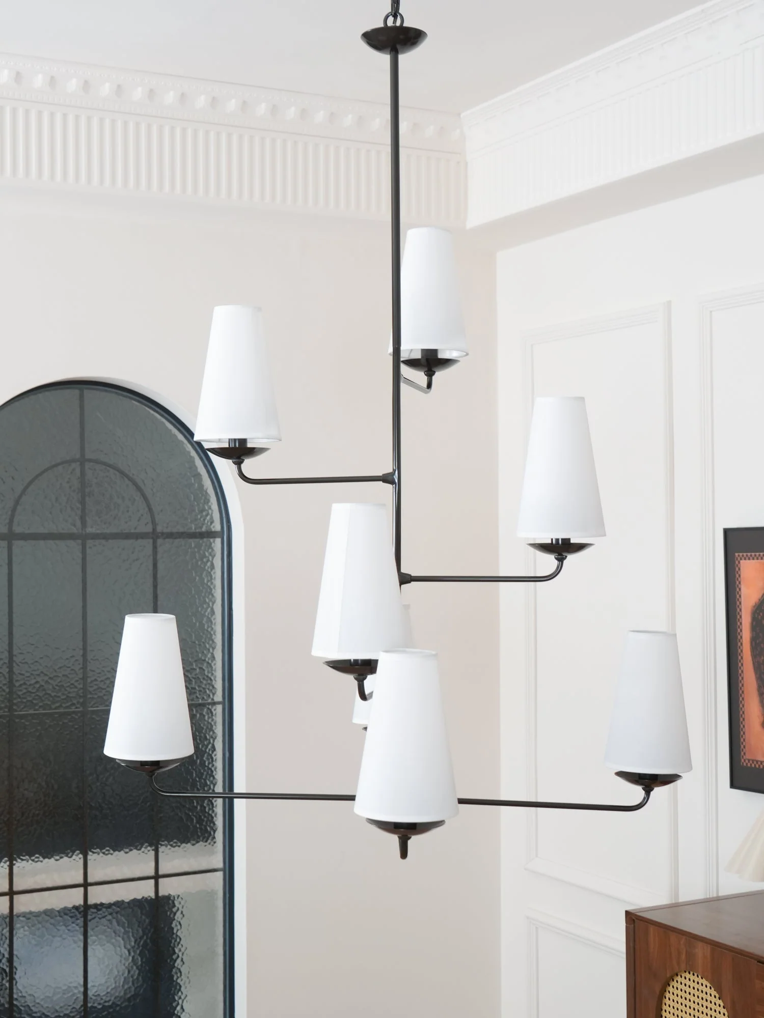 Lustra Chandelier Vertical Copper Linen - Image 14