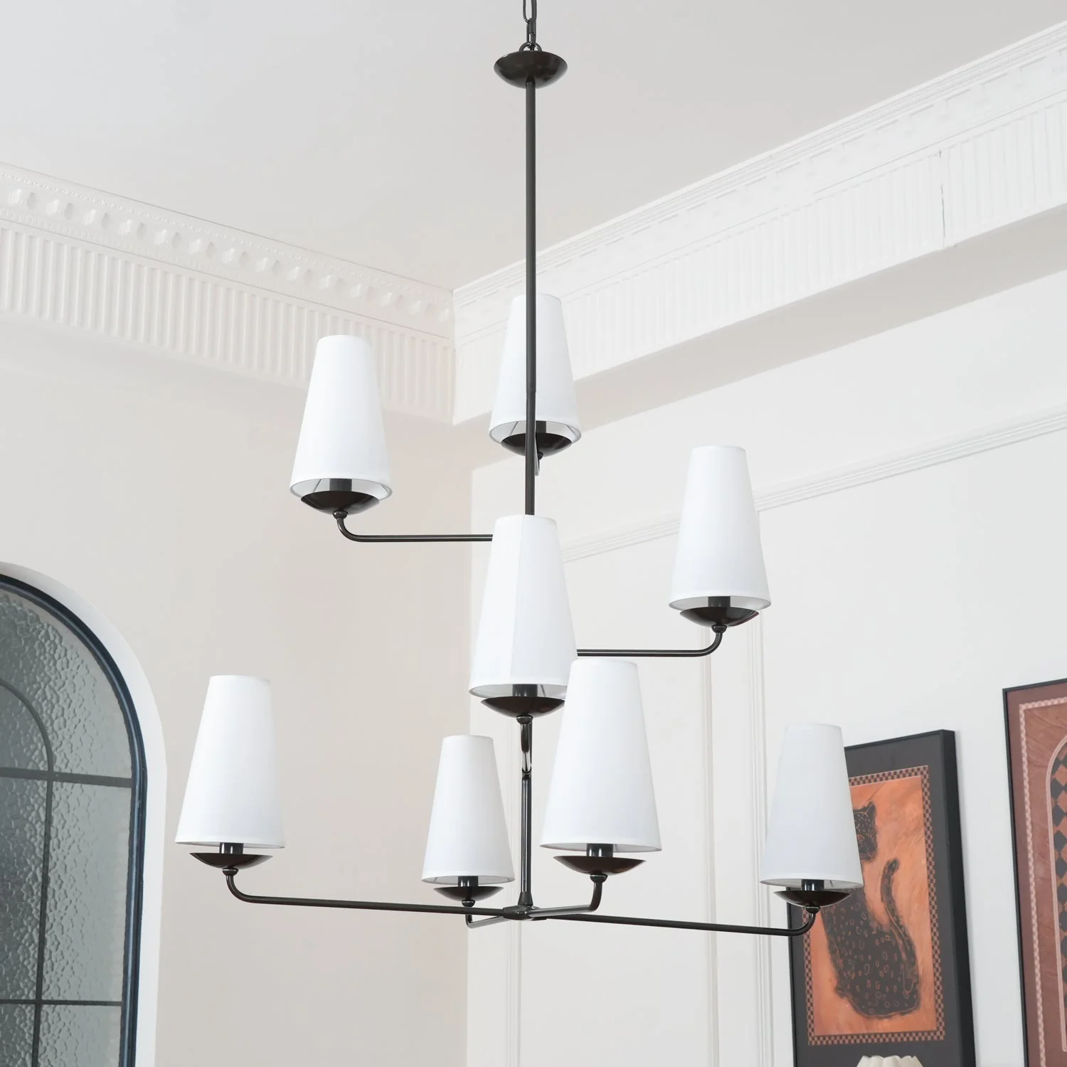 Lustra Chandelier Vertical Copper Linen - Image 28