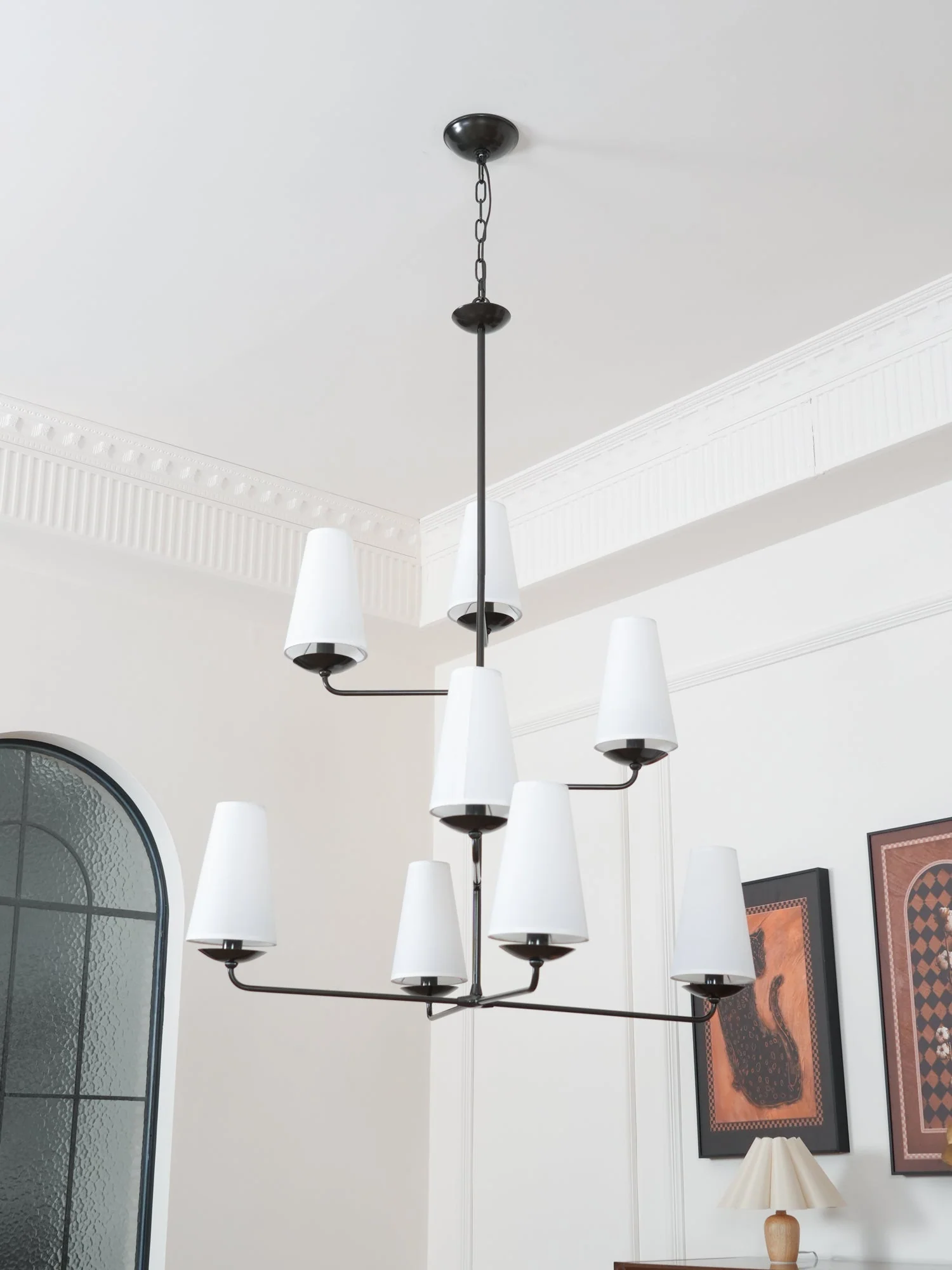 Lustra Chandelier Vertical Copper Linen - Image 29