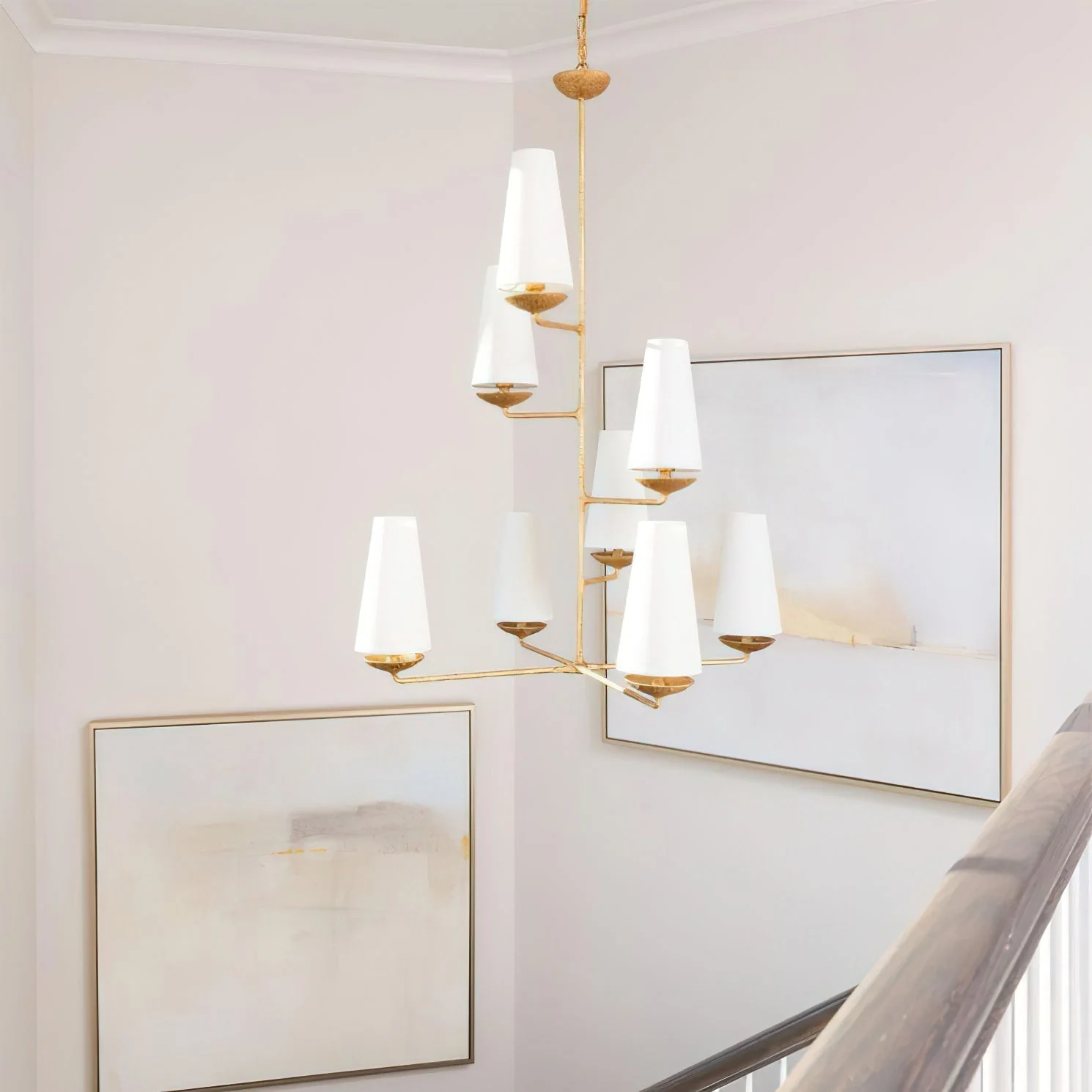 Lustra Chandelier Vertical Copper Linen - Image 33