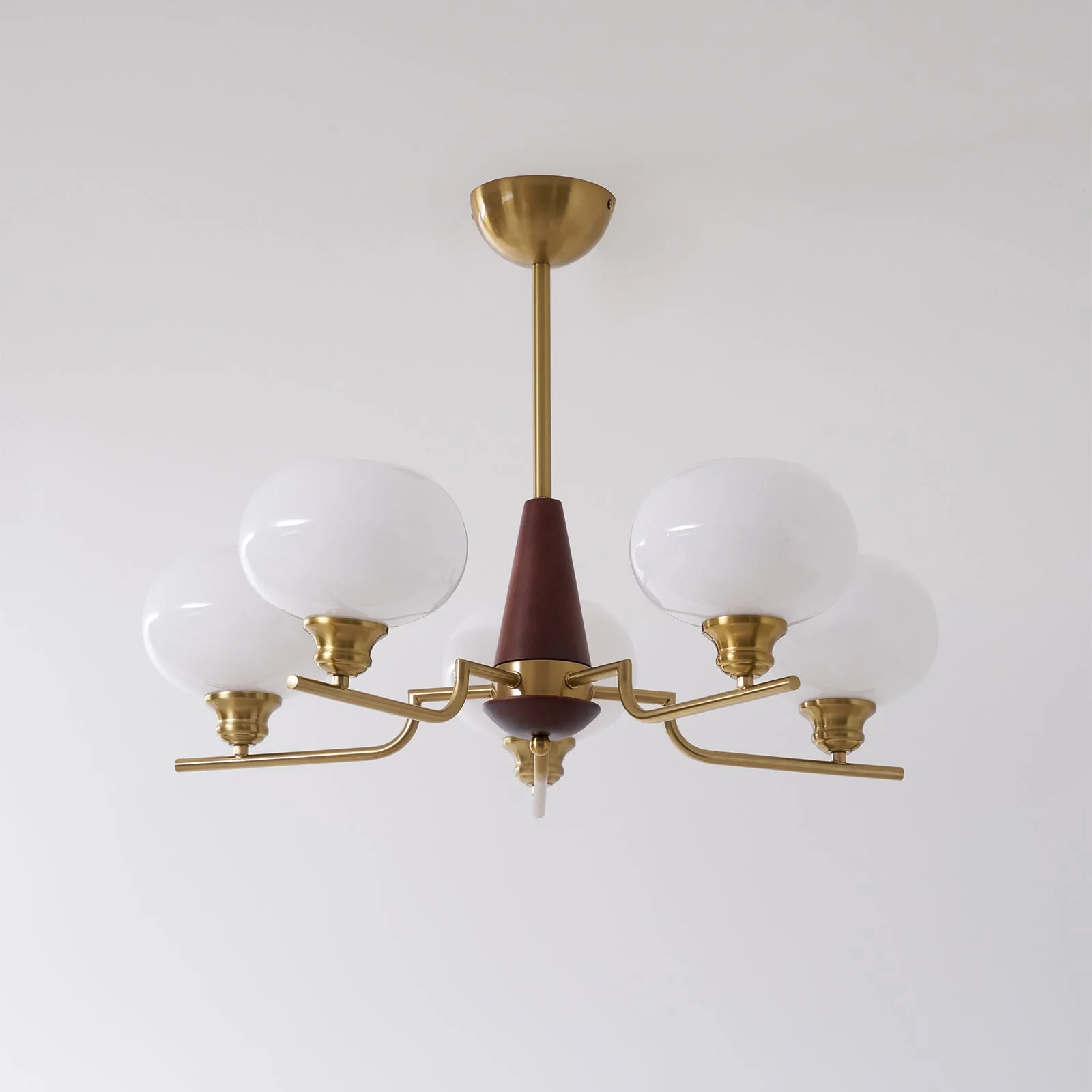 Lustra Chandelier Walnut Frosted Glass Globes - Image 12