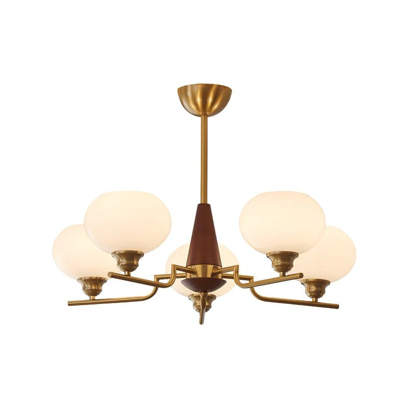 Lustra Chandelier Walnut Frosted Glass Globes - Image 2