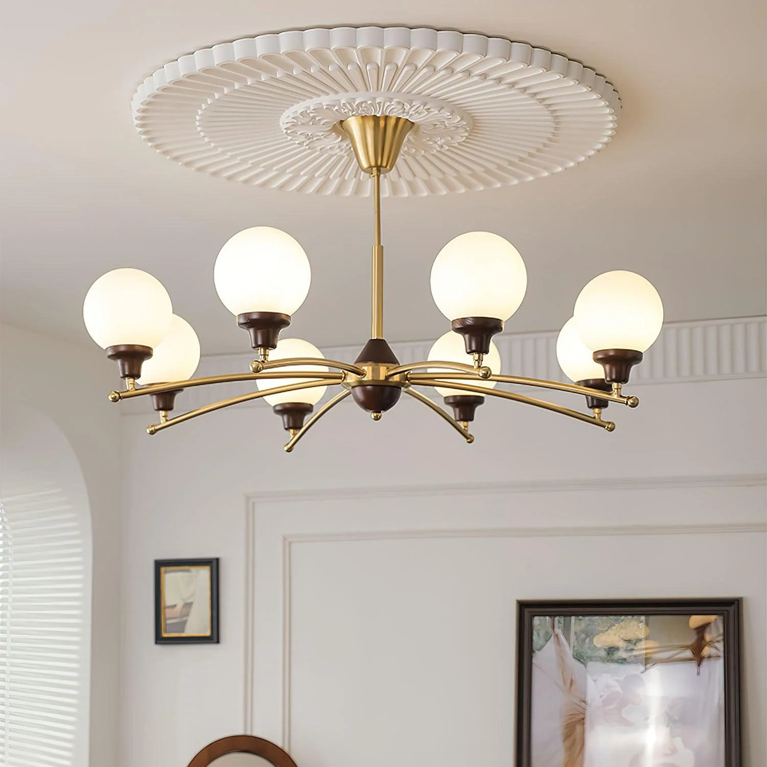 Lustra Chandelier Walnut Glass Balls - Image 28