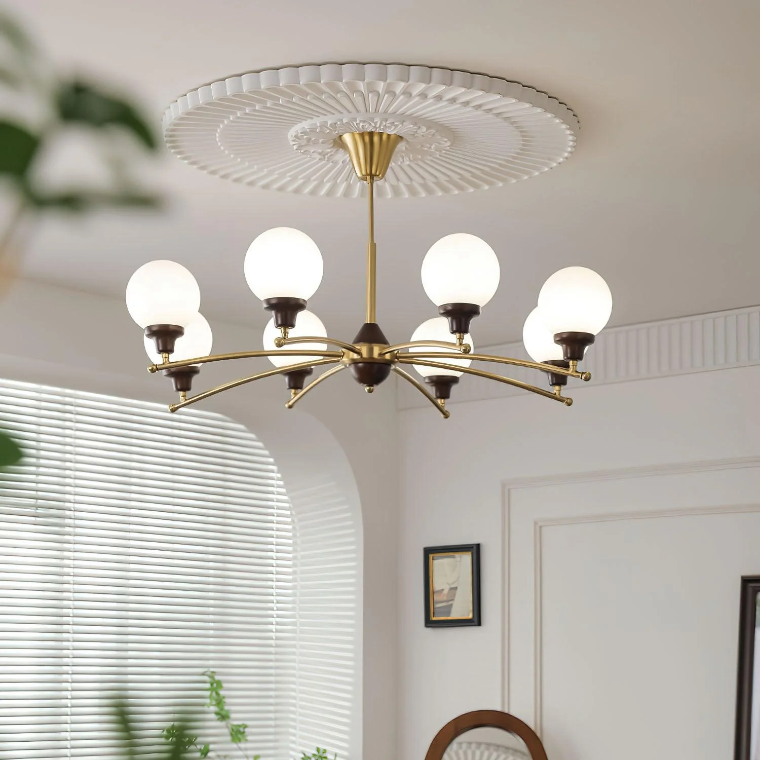 Lustra Chandelier Walnut Glass Balls - Image 4