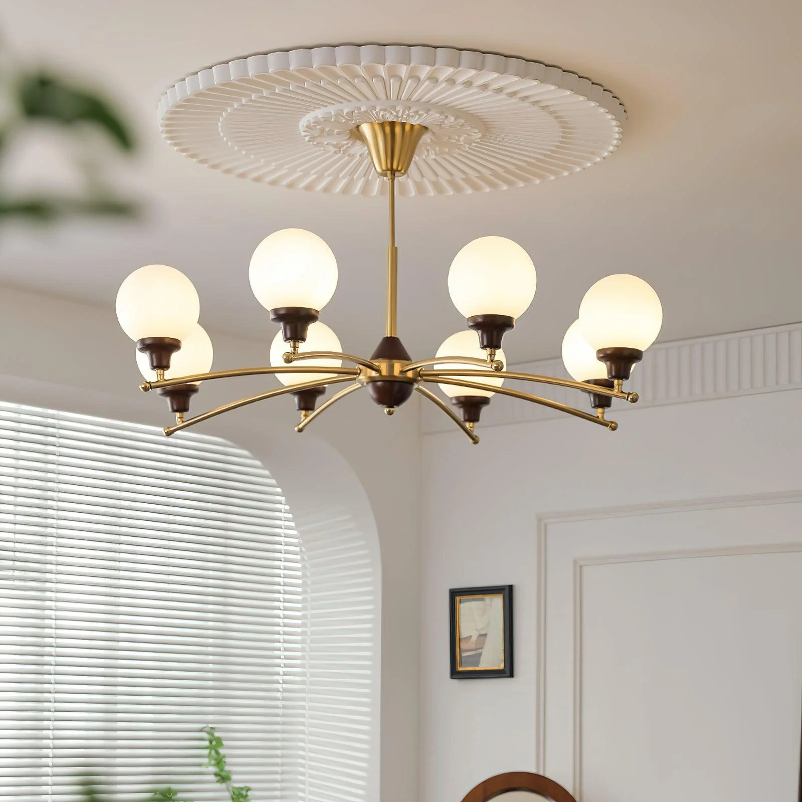 Lustra Chandelier Walnut Glass Balls - Image 8