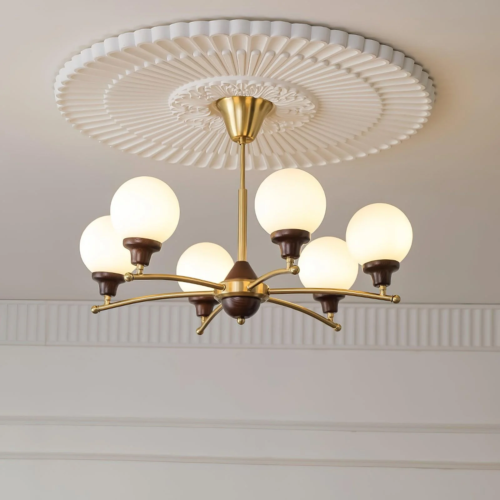Lustra Chandelier Walnut Glass Balls - Image 9