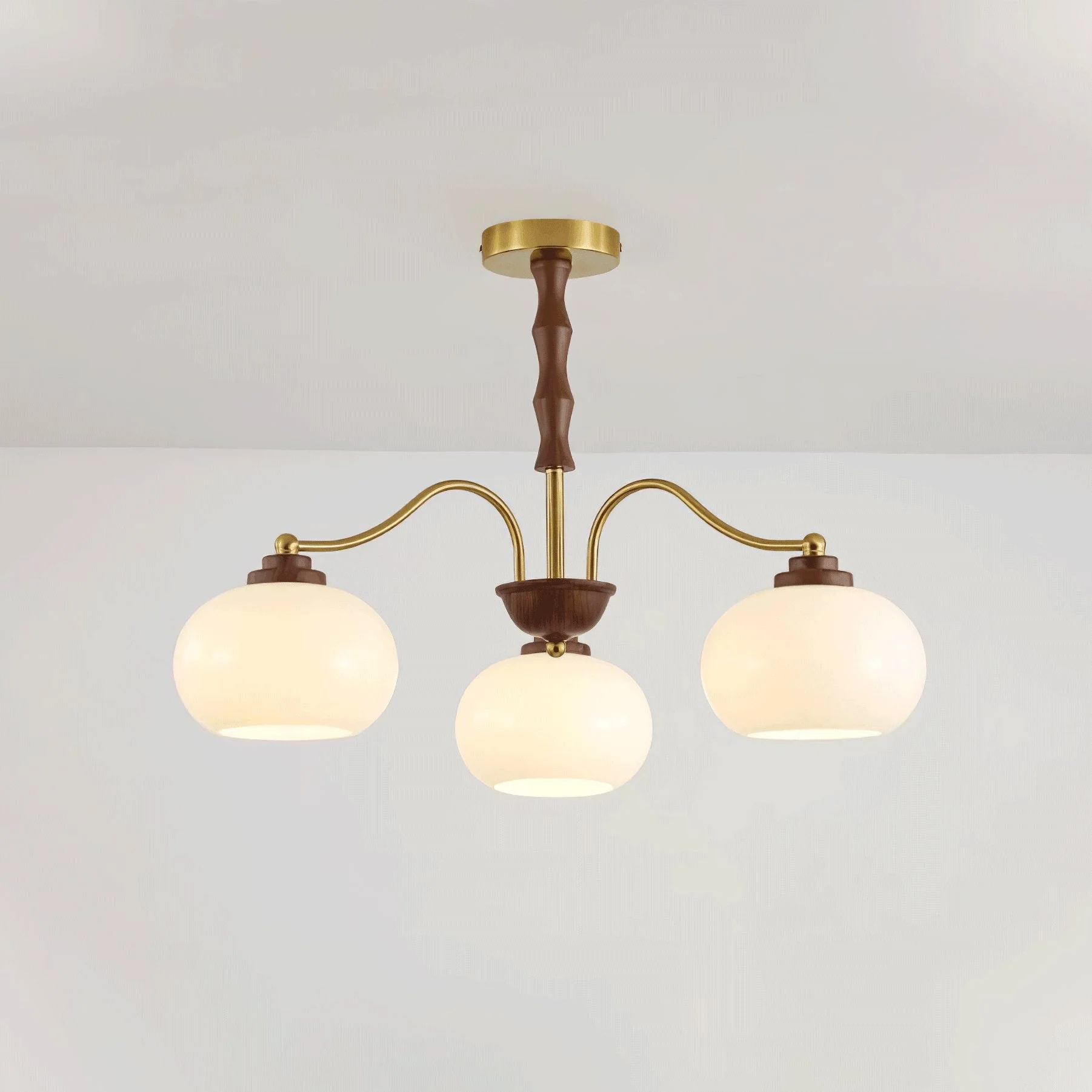 Lustra Chandelier Walnut Glass Globe - Image 10