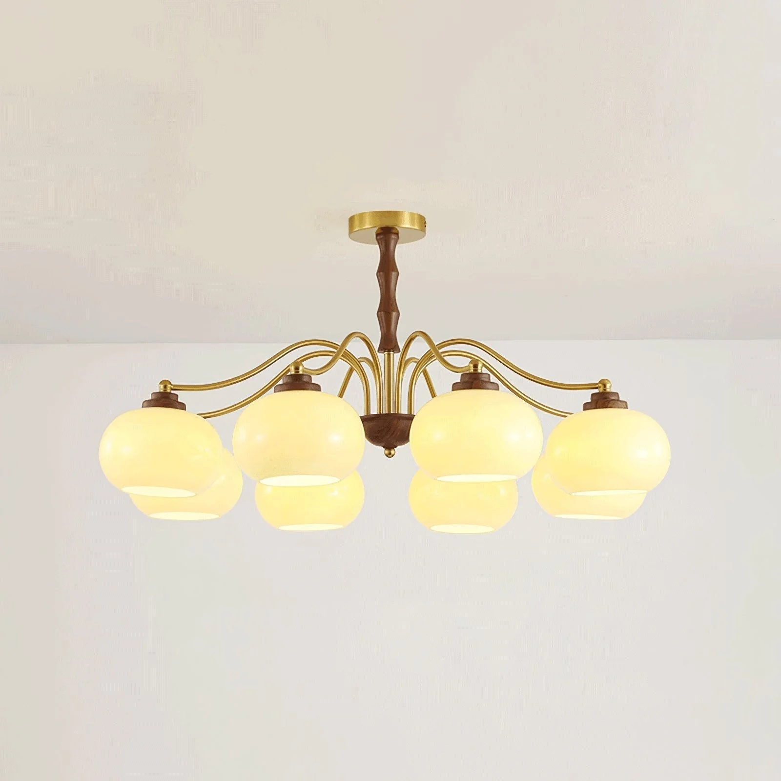 Lustra Chandelier Walnut Glass Globe - Image 12