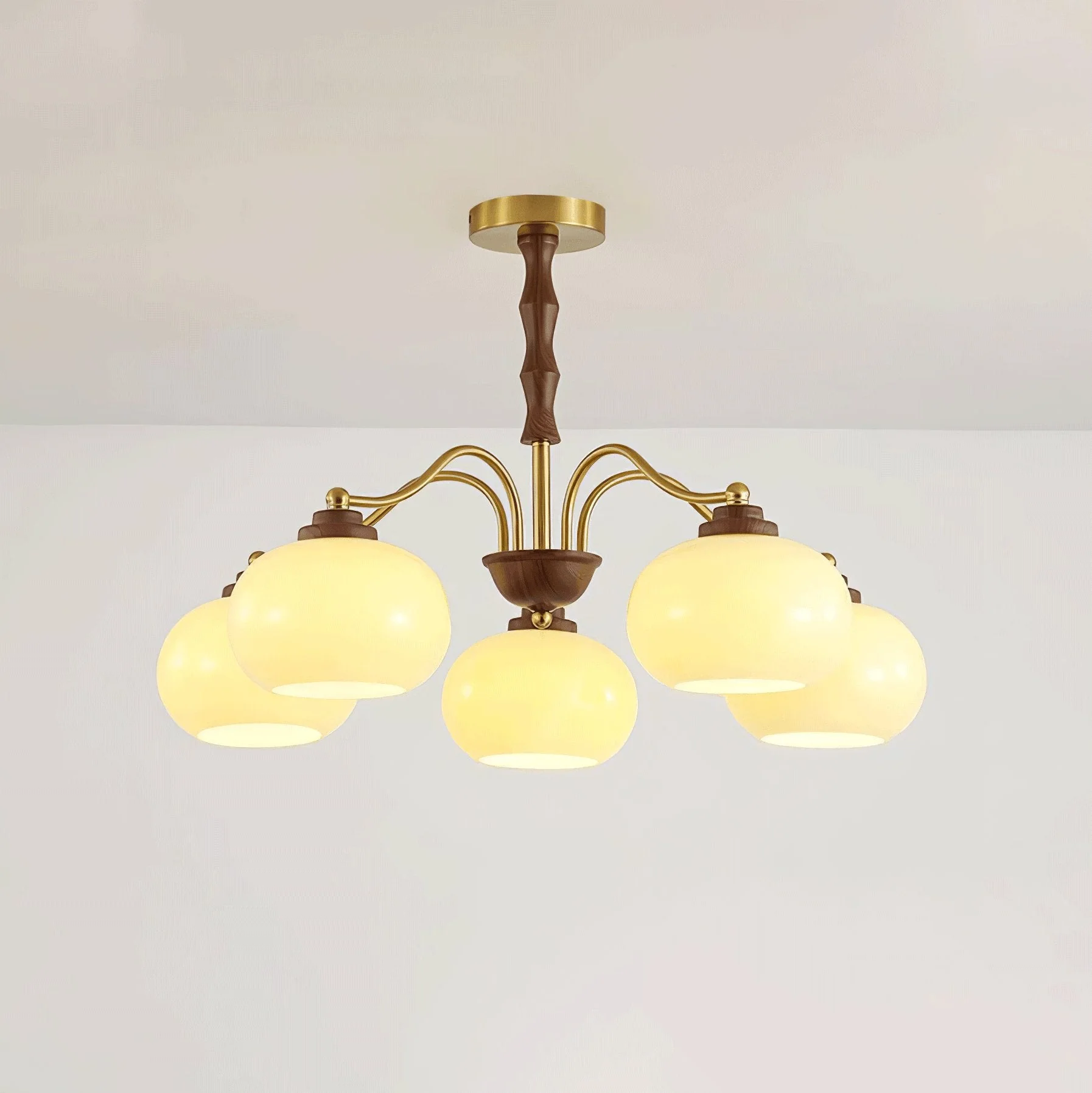 Lustra Chandelier Walnut Glass Globe - Image 14
