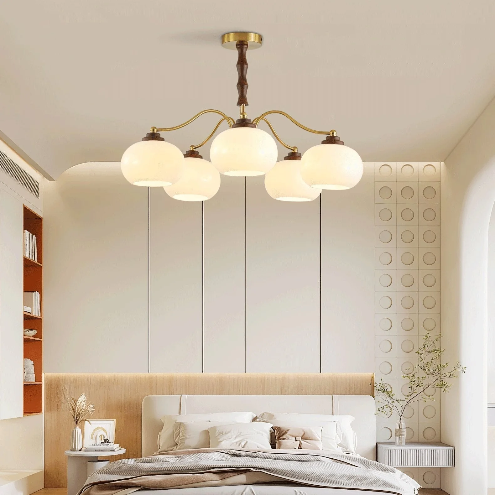 Lustra Chandelier Walnut Glass Globe - Image 2