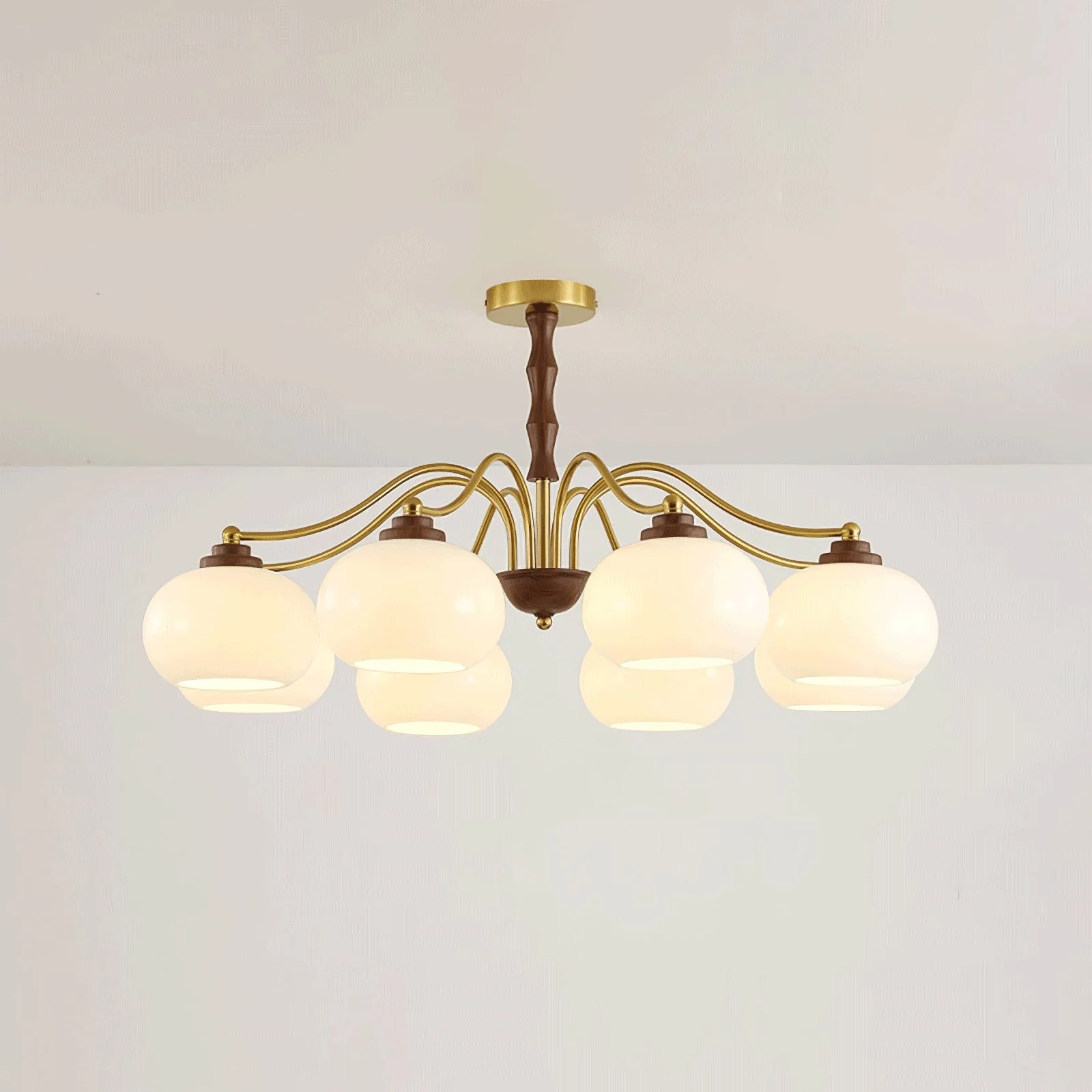 Lustra Chandelier Walnut Glass Globe - Image 22