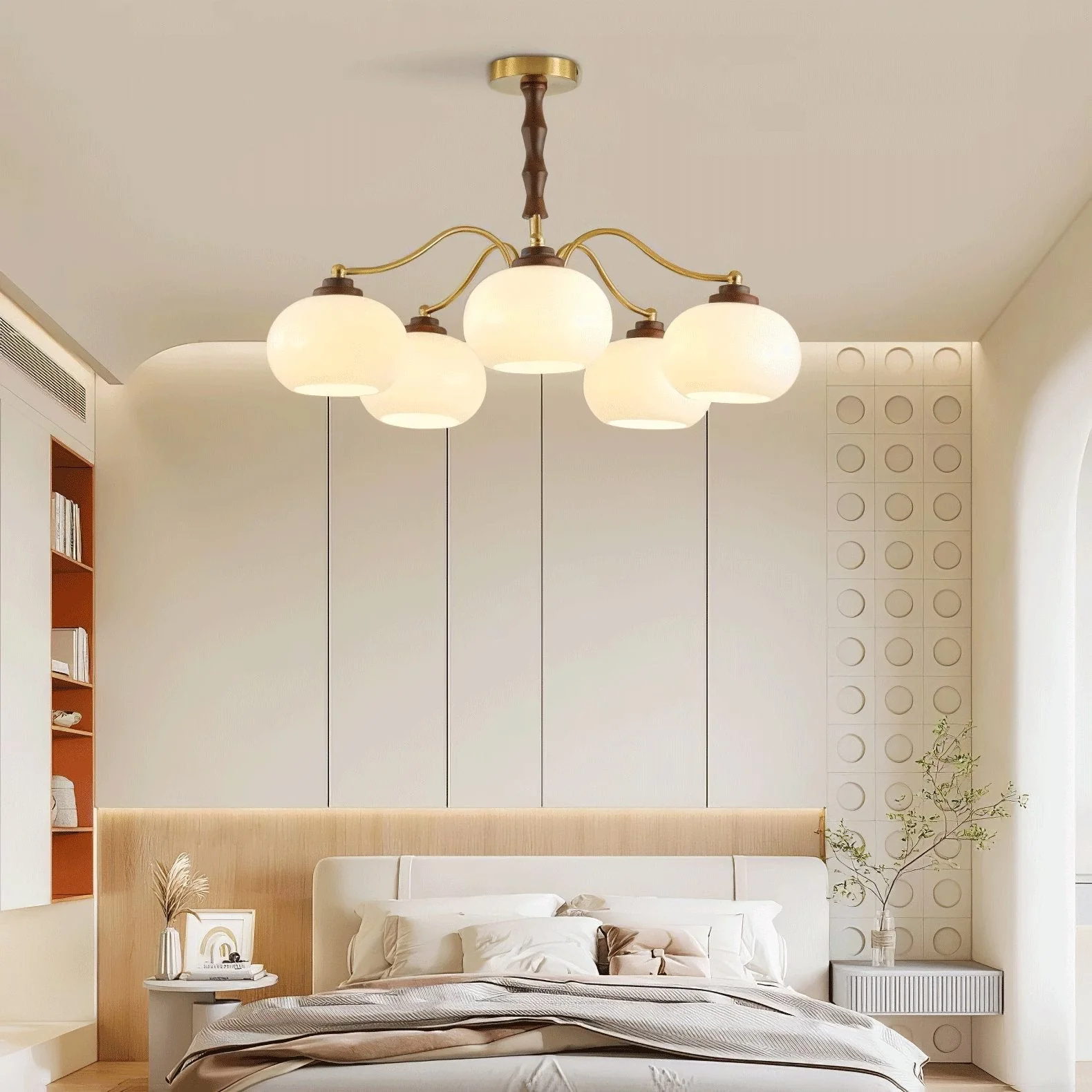Lustra Chandelier Walnut Glass Globe - Image 24