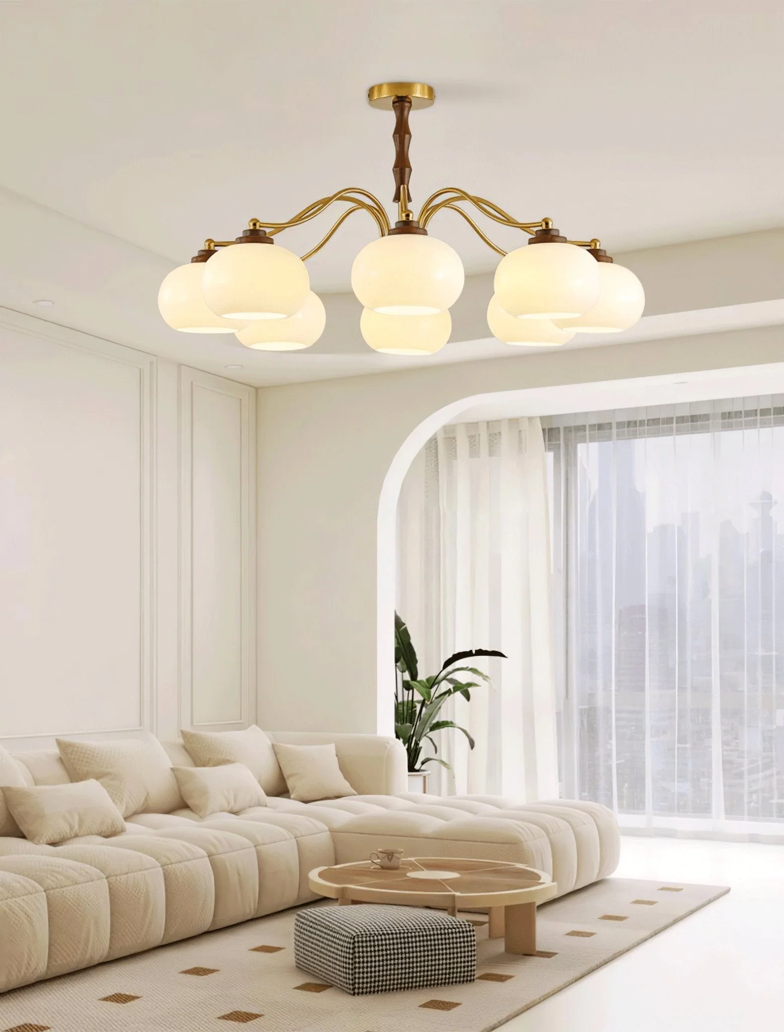 Lustra Chandelier Walnut Glass Globe - Image 28