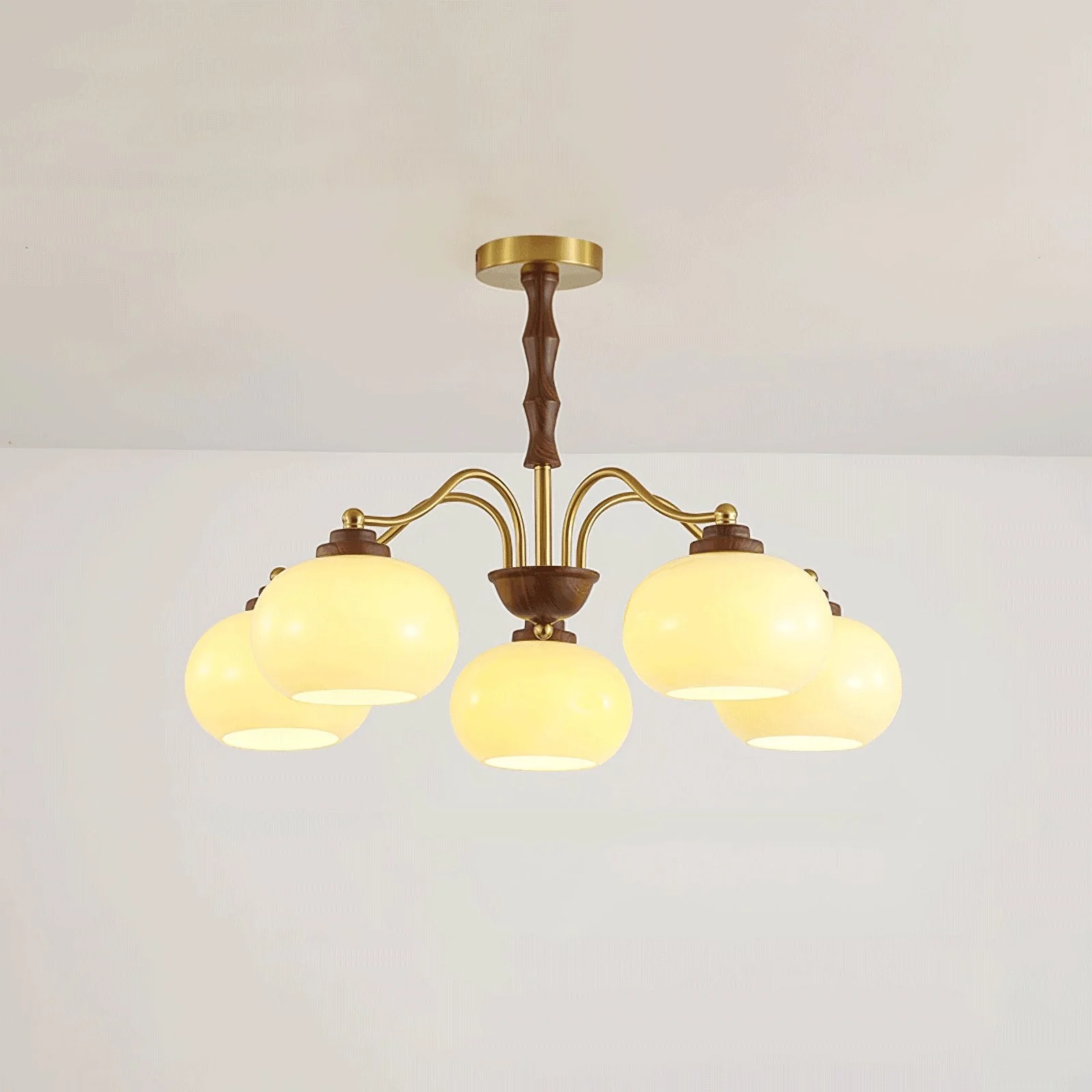 Lustra Chandelier Walnut Glass Globe - Image 30