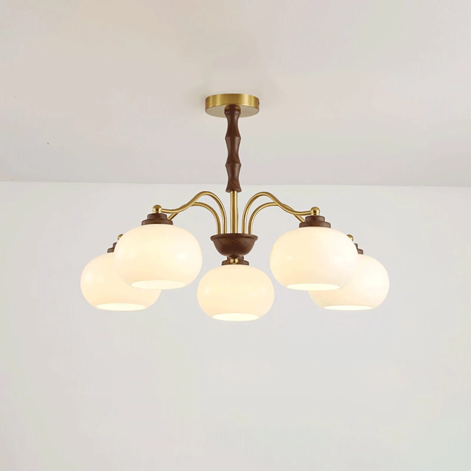 Lustra Chandelier Walnut Glass Globe - Image 5