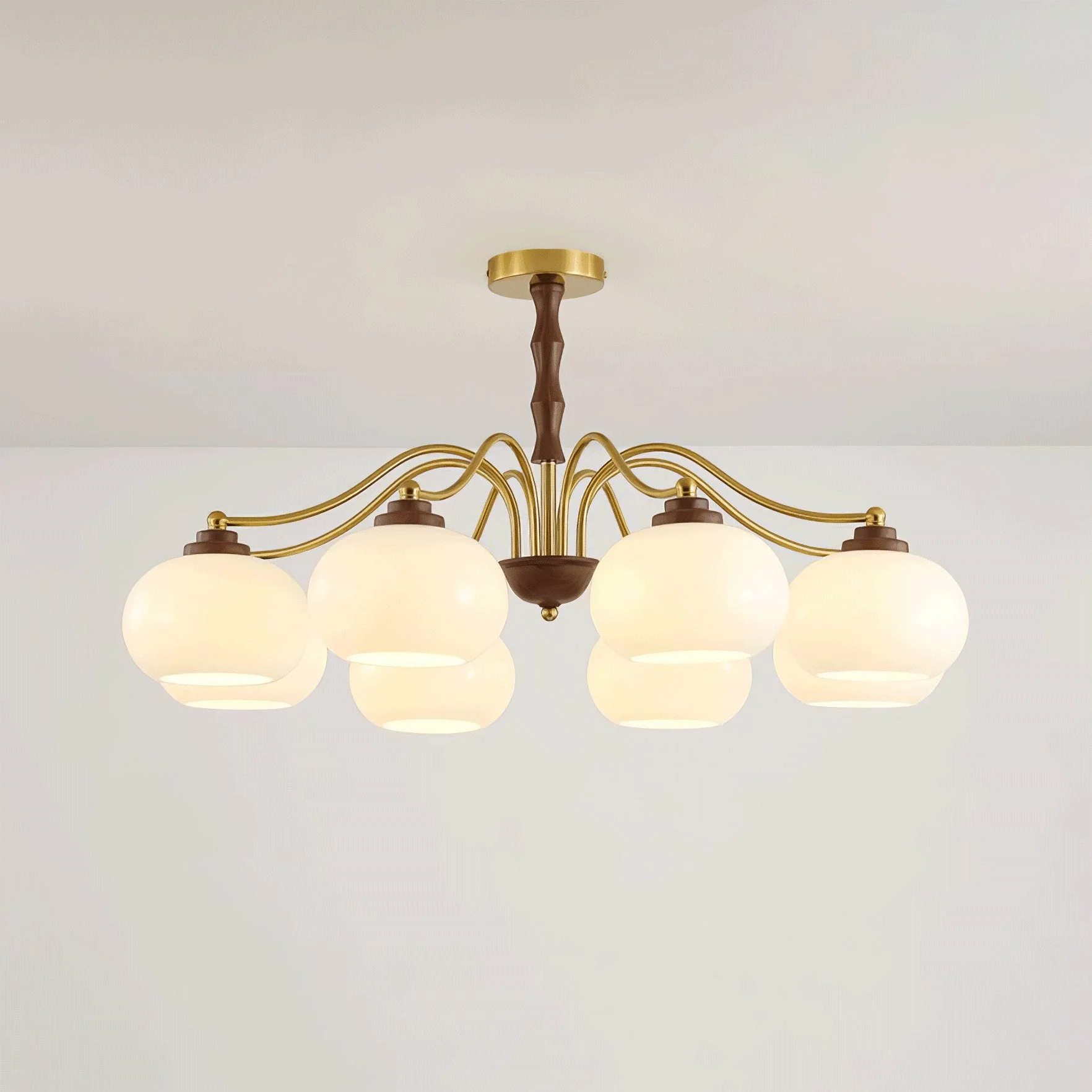 Lustra Chandelier Walnut Glass Globe - Image 6