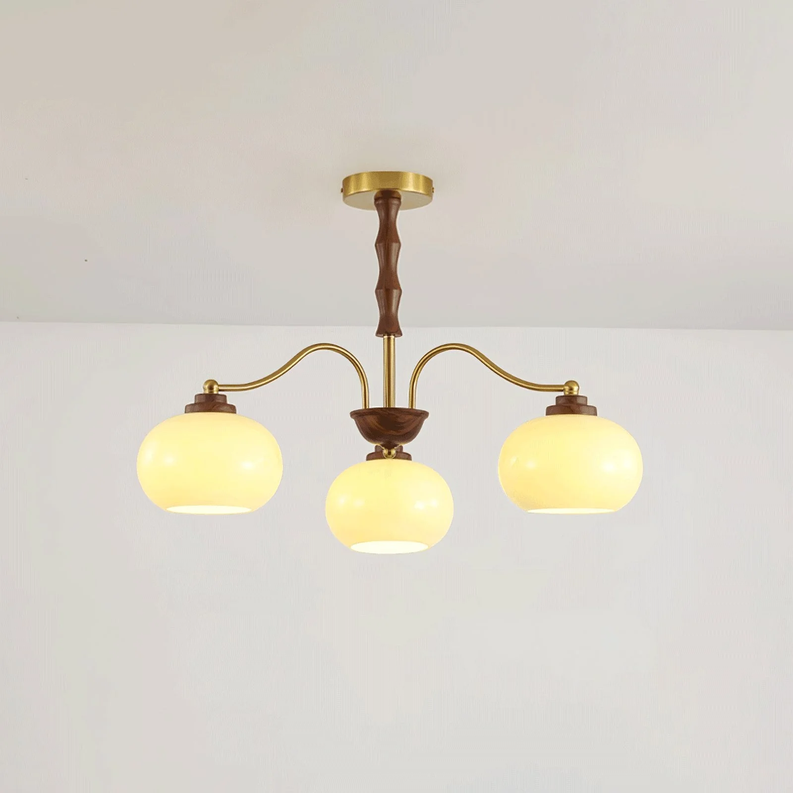 Lustra Chandelier Walnut Glass Globe - Image 7