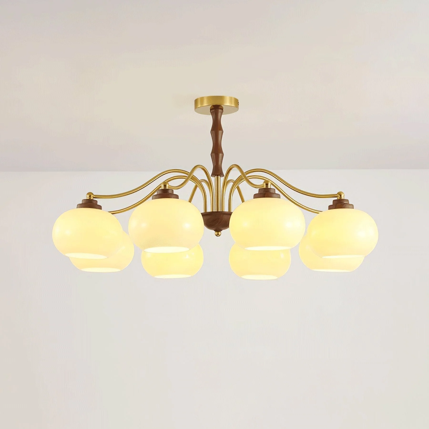 Lustra Chandelier Walnut Glass Globe - Image 9