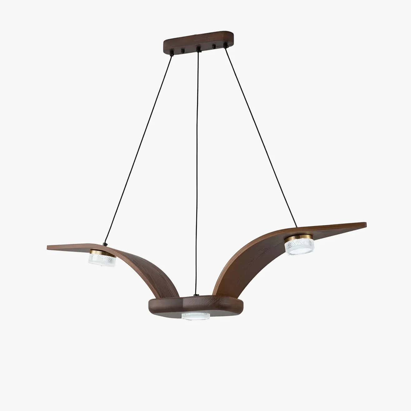 Lustra Chandelier Walnut Wood Crystal Sculptural