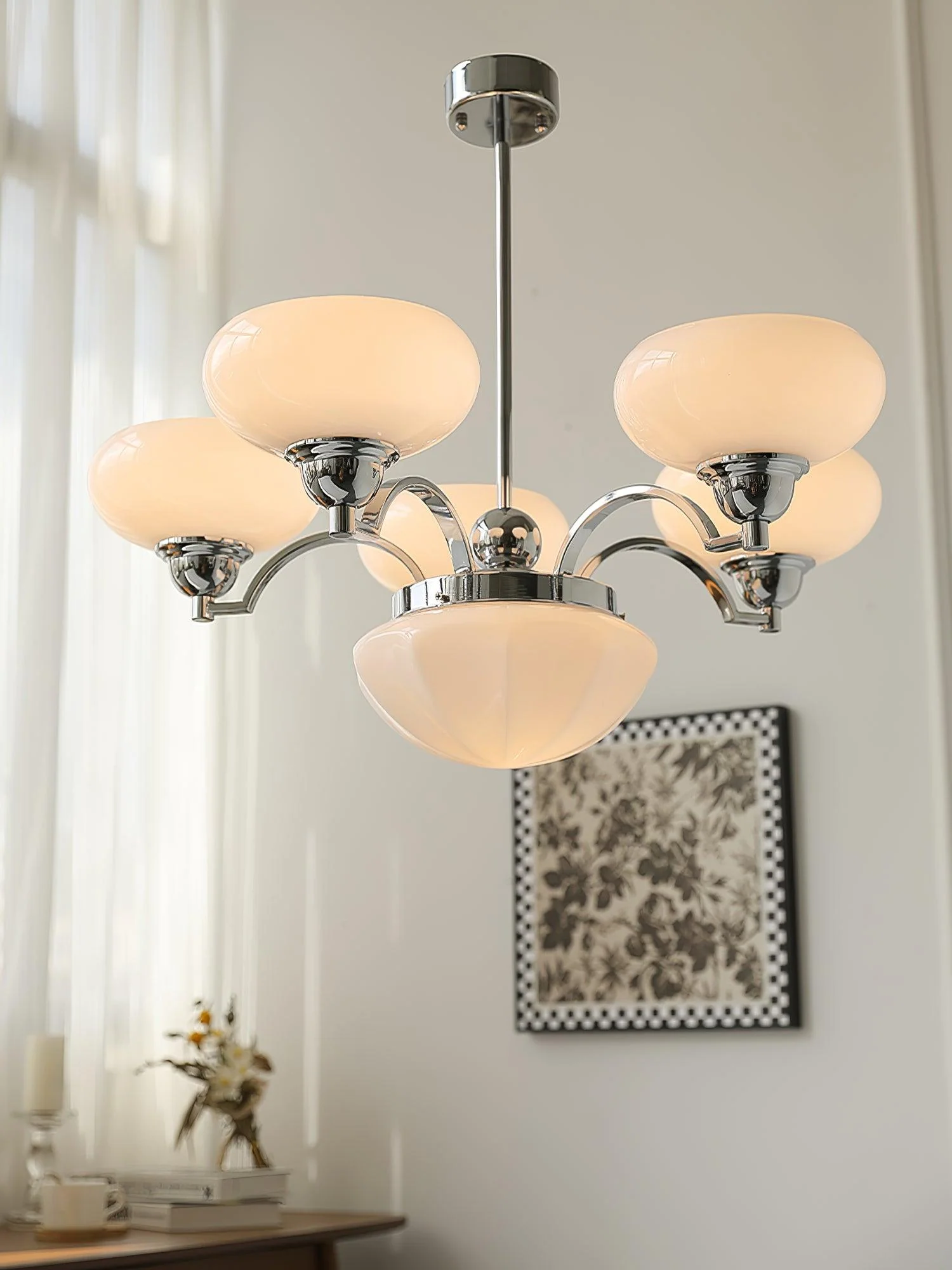 Lustra Chandelier Warre Satin Nickel Glass Iron - Image 2