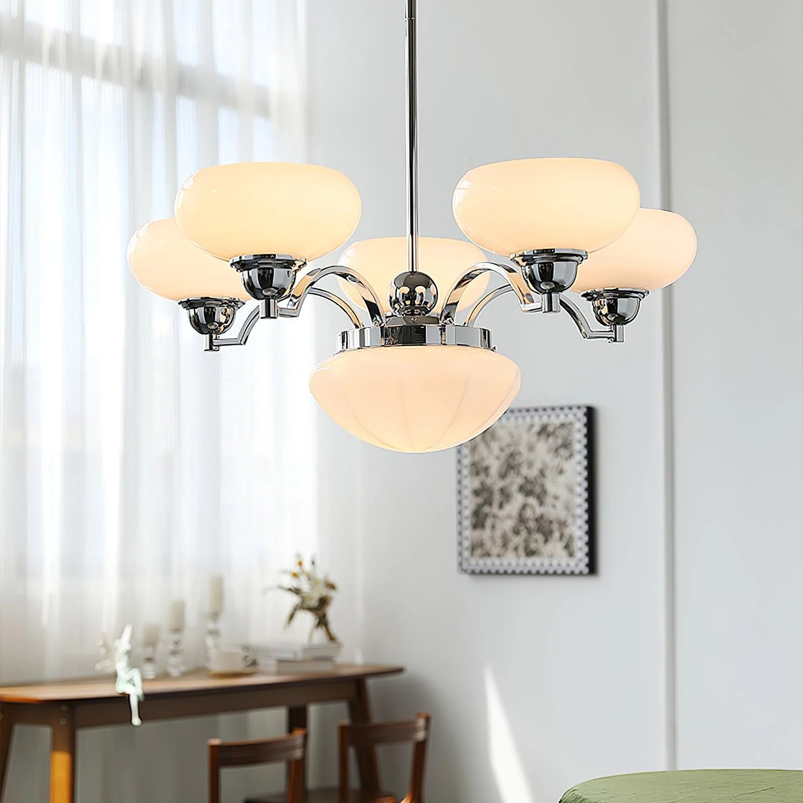 Lustra Chandelier Warre Satin Nickel Glass Iron - Image 4