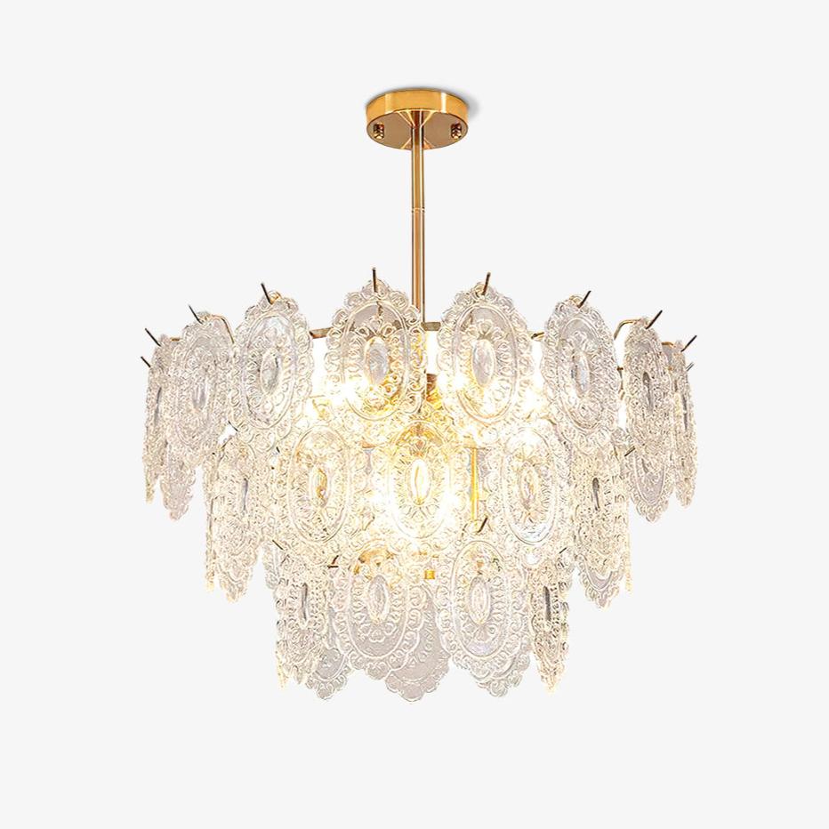Lustra Chandelier Wave Glass Wrought Iron Elegant