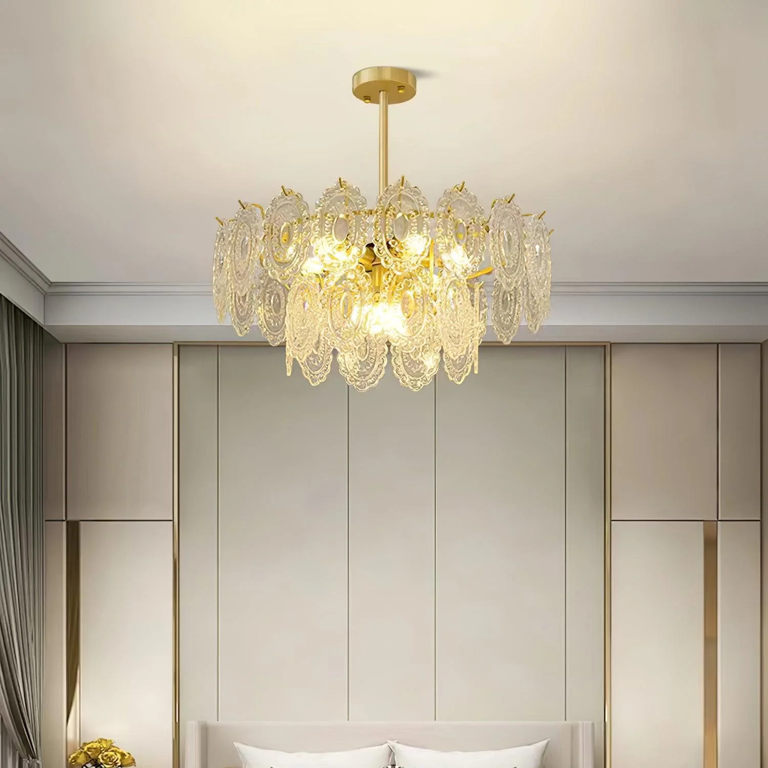 Lustra Chandelier Wave Glass Wrought Iron Elegant - Image 10