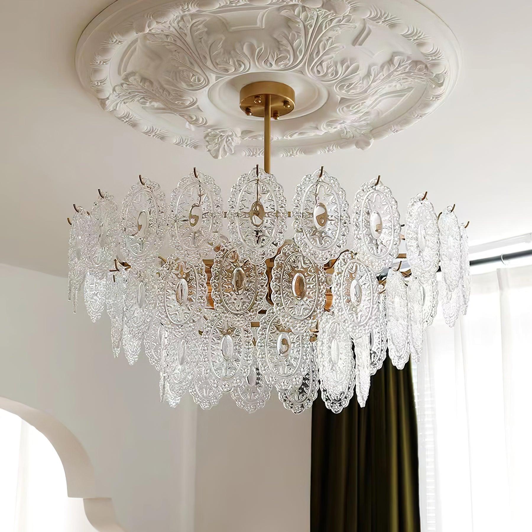 Lustra Chandelier Wave Glass Wrought Iron Elegant - Image 12