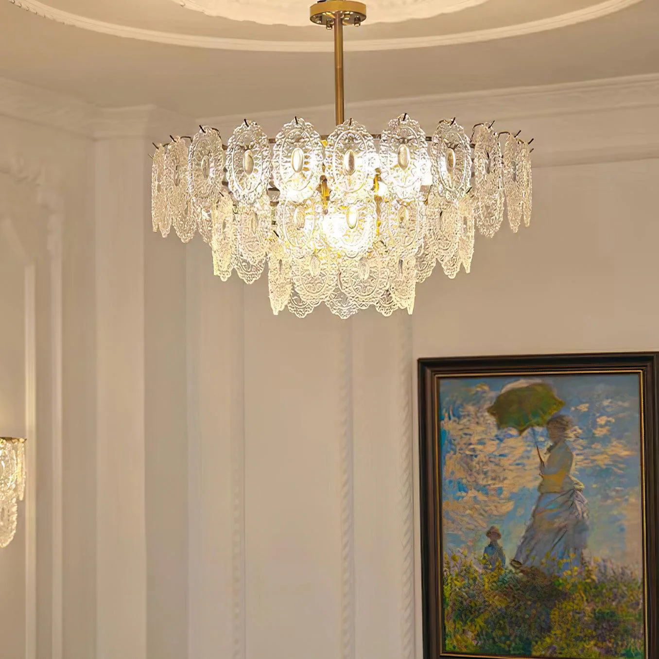 Lustra Chandelier Wave Glass Wrought Iron Elegant - Image 16