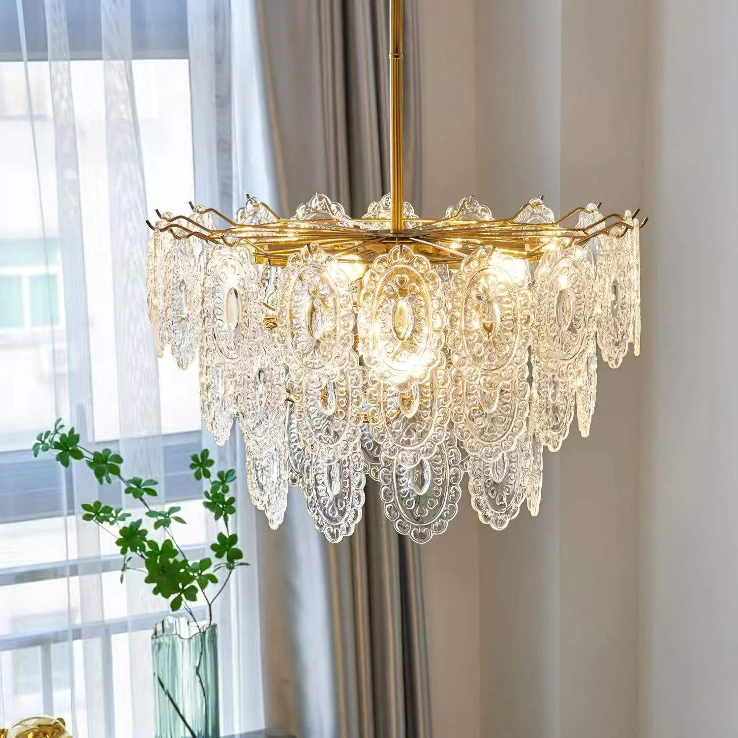 Lustra Chandelier Wave Glass Wrought Iron Elegant - Image 18