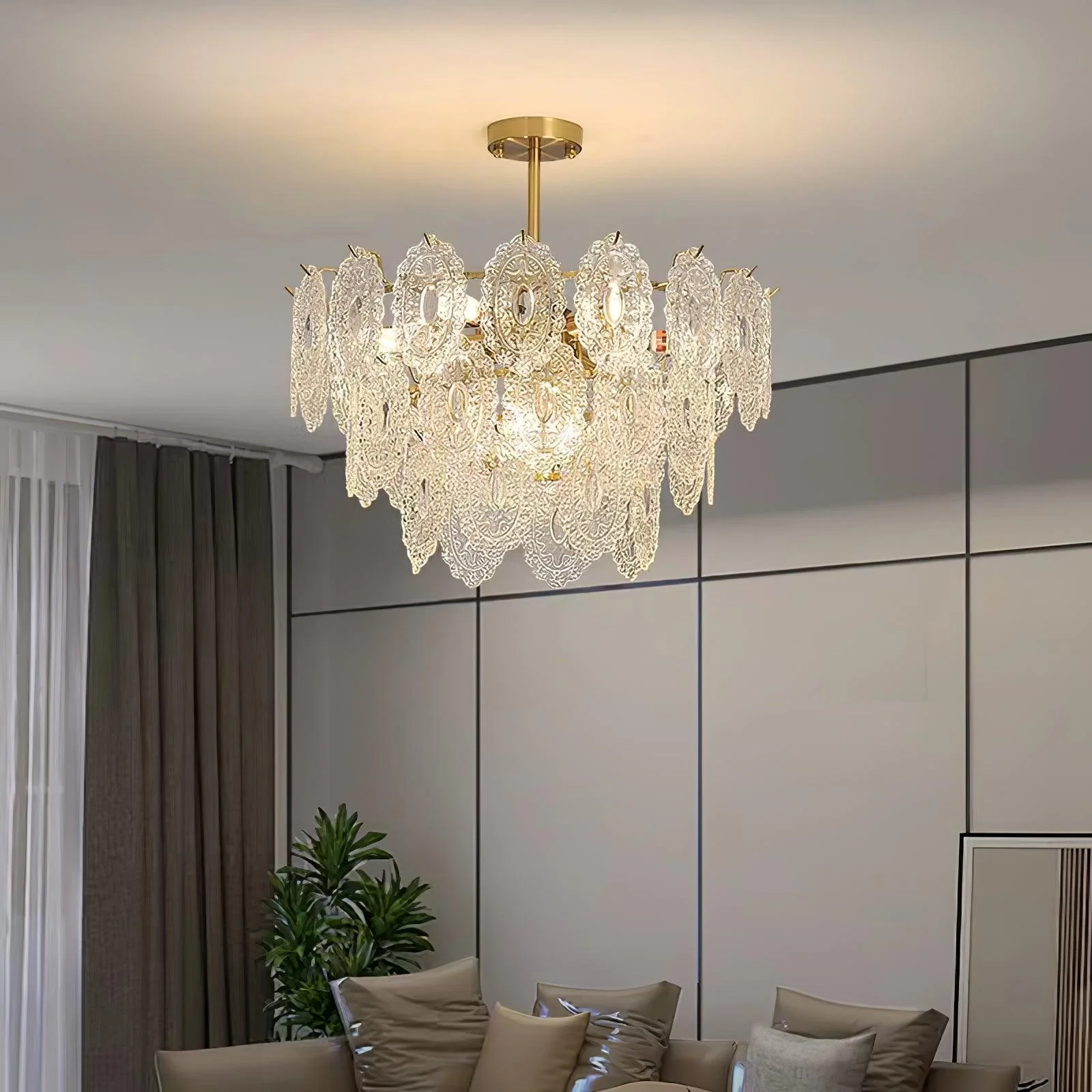 Lustra Chandelier Wave Glass Wrought Iron Elegant - Image 20