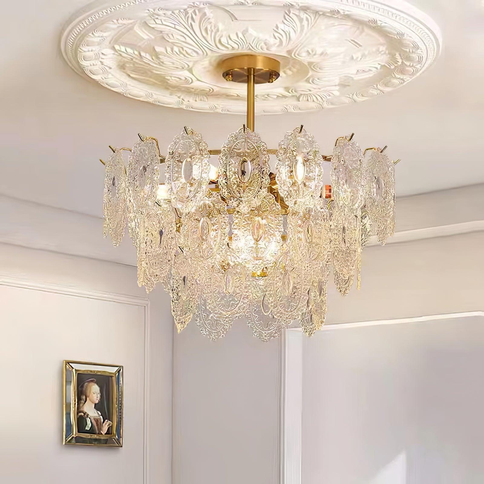 Lustra Chandelier Wave Glass Wrought Iron Elegant - Image 23