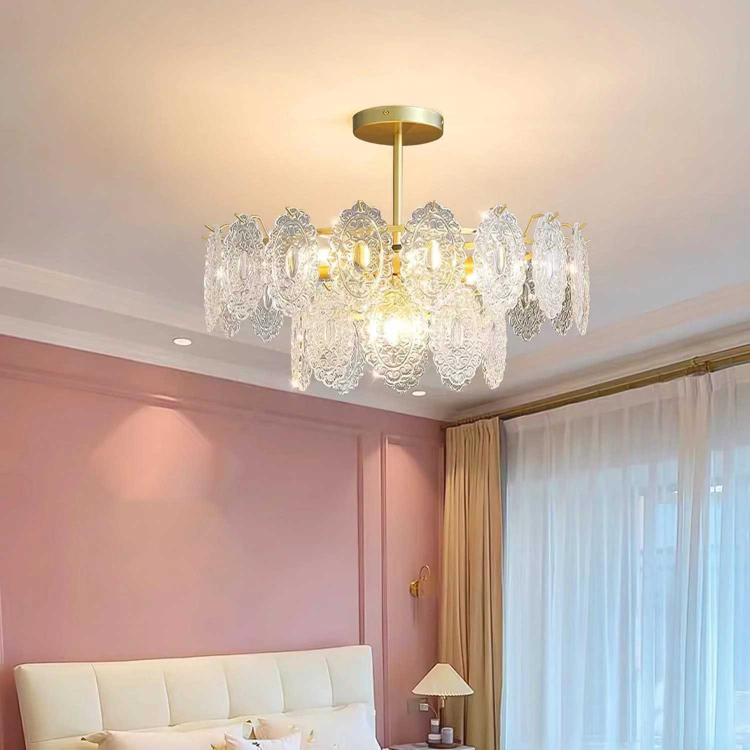 Lustra Chandelier Wave Glass Wrought Iron Elegant - Image 25
