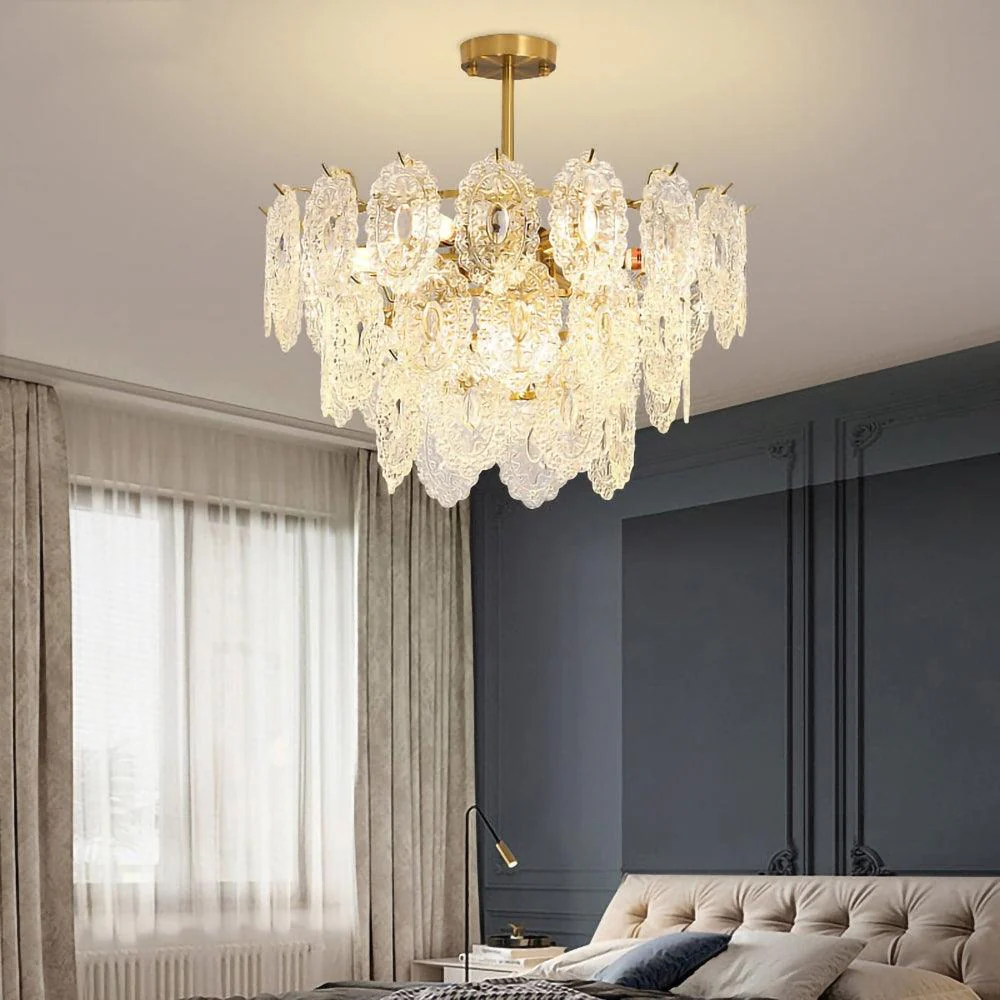 Lustra Chandelier Wave Glass Wrought Iron Elegant - Image 27