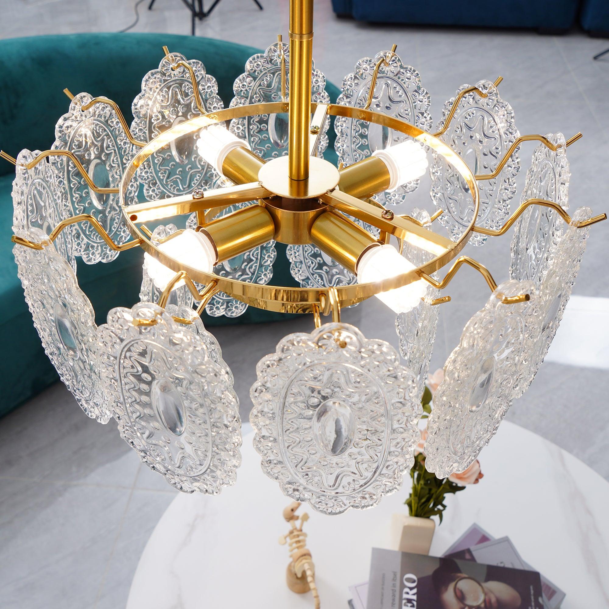Lustra Chandelier Wave Glass Wrought Iron Elegant - Image 34